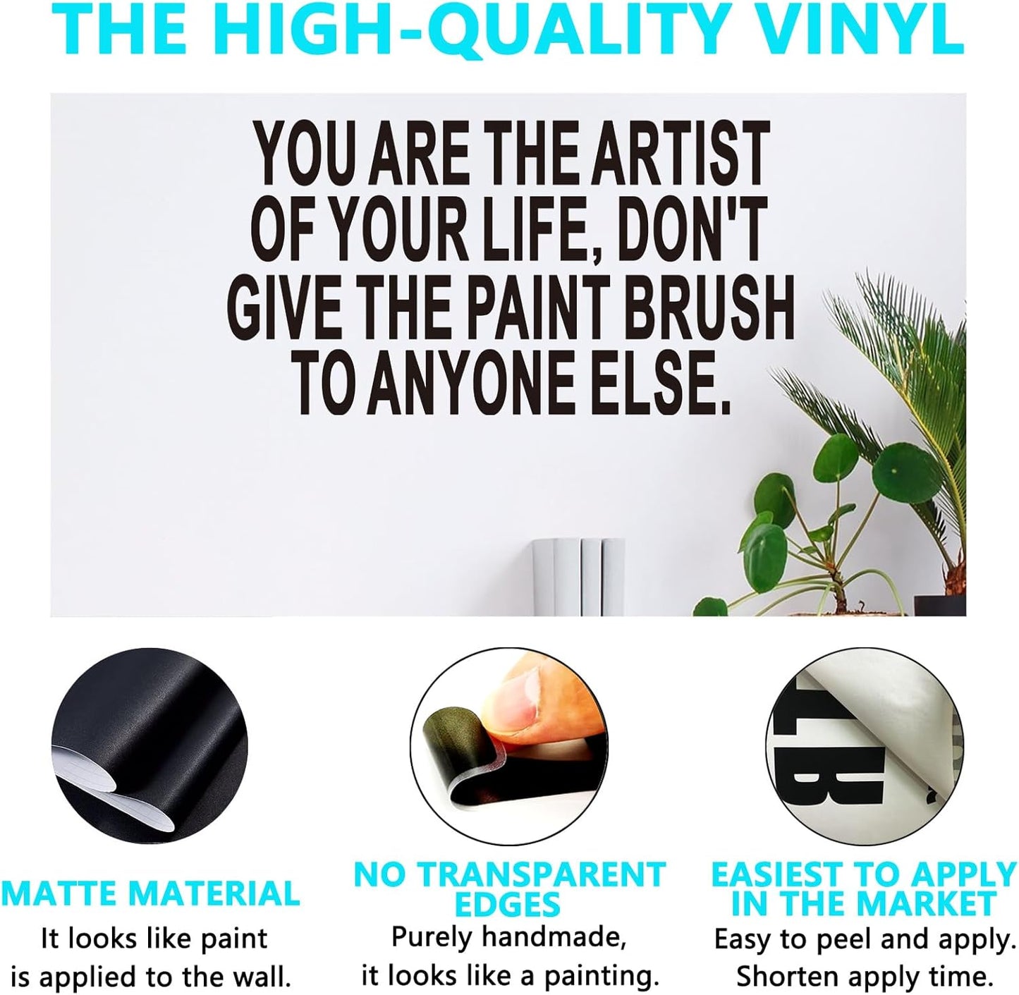 Inspirational Quotes Wall Stickers for Office: Motivational Gym School Classroom Garage Bedroom Vinyl Art Wall Decals - You are The Artist of Your Life 15" X 18"
