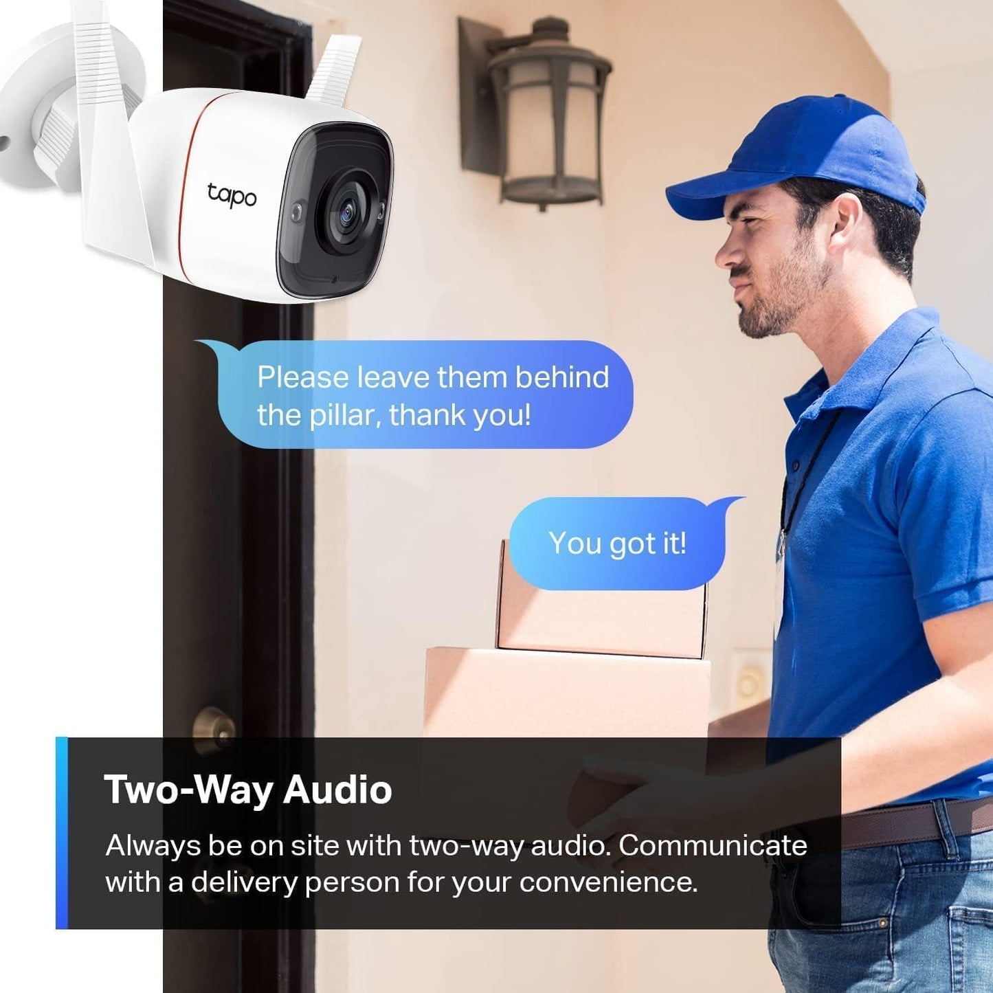 Tapo 2K Security Camera Outdoor Wired, IP66 Weatherproof, Motion/Person Detection, Built-in Siren w/Night Vision, Cloud/SD Card Storage, 2-Way Audio, Works w/Alexa & Google Assistant C310