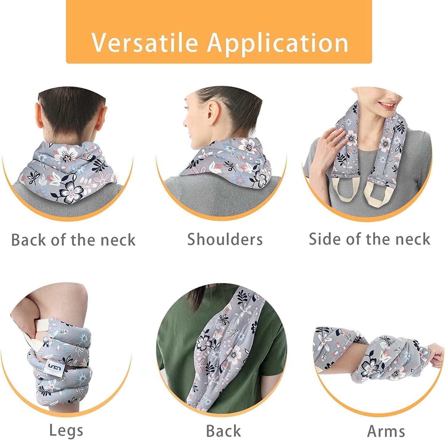 UNCN Long Wide Heating pad for Neck and Shoulders Back 33 * 5.9" microwavable Large Moist Heat Pack Warm hot Compress Neck wrap Weighted Bag Massage Reusable Herbal Nature Calming Portable Cotton