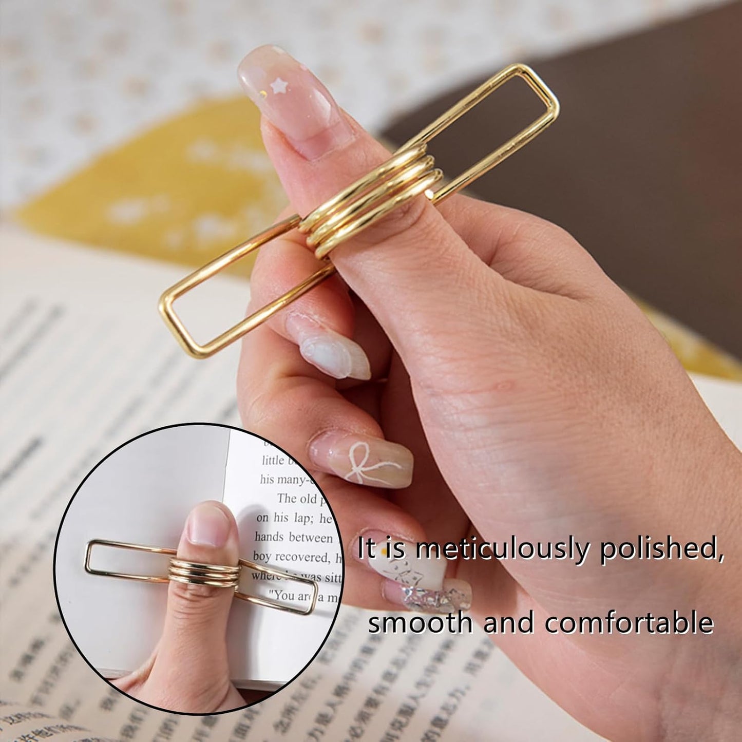 6 PCS Thumb Book Page Holder Professional Thumb Page Holder Metal Book Thumb Holder Book Opener Holder Book Holder Thumb Reading Book Accessories for Reading Lovers(Gold and Rose Gold)