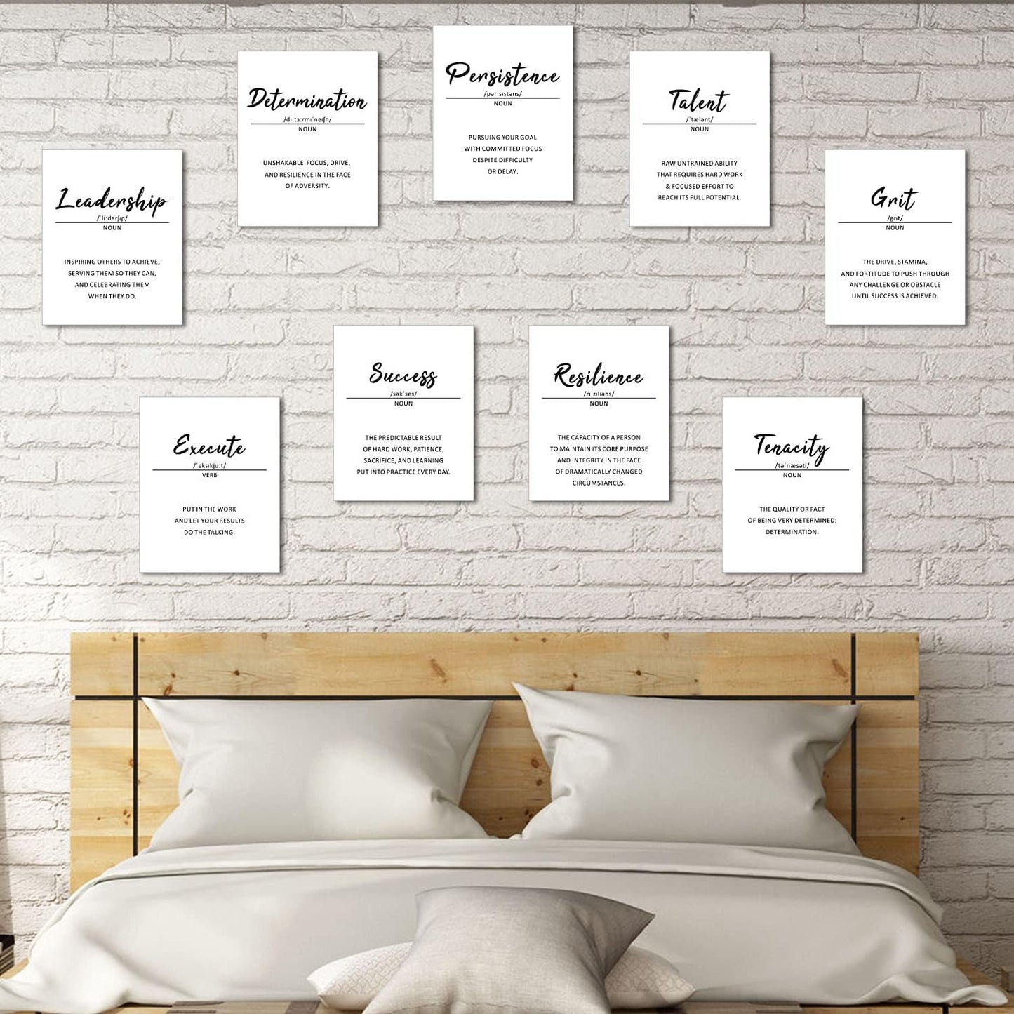 Outus 9 Pcs Motivational Posters Wall Art Decor Inspirational Sayings Quotes Phrases for Office Classroom Home Decor Positive Prints for Teens Adults Living Room Bedroom,Unframed, 8 x 10 Inch (White)
