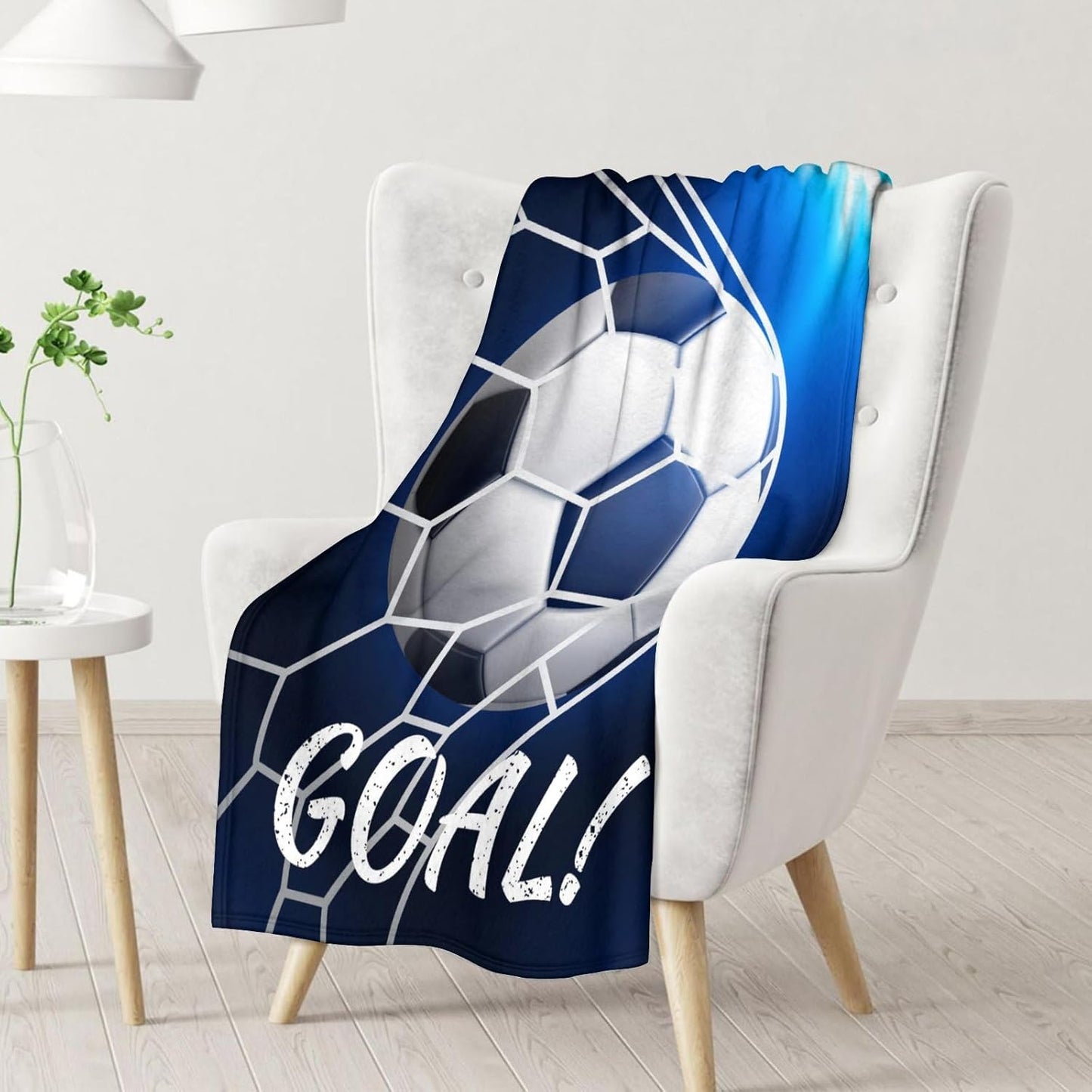 Soccer Gifts - 50x60 Inches Large Blanket for Boys Girls - Soft Fuzzy Cozy Throws Gift for Soccer Team - Blue Sports Throw Blanket for Couch, Living Room & Office