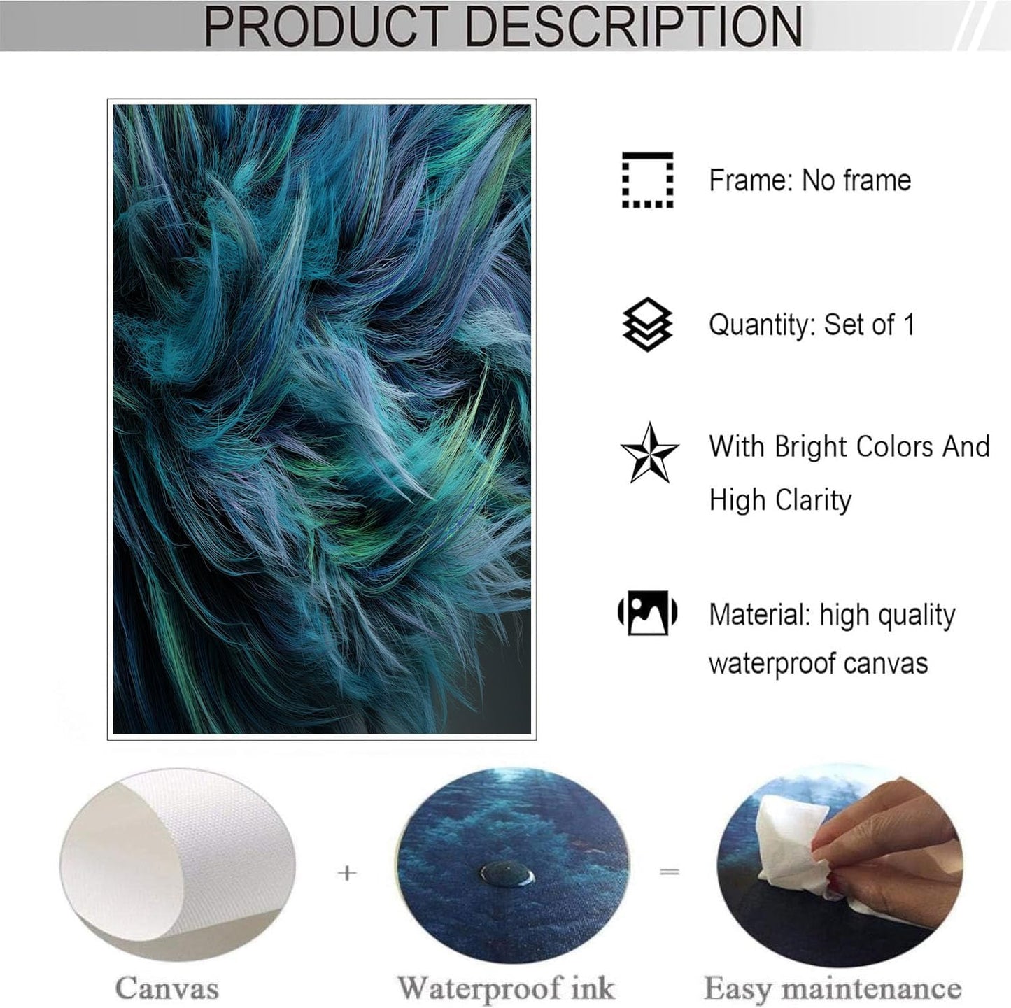 GDJSMIN Abstract Visual Texture Wall Art, Complex Fur Pattern Poster For Reading Room Living Room Decor 24 X 36 Inch Unframed