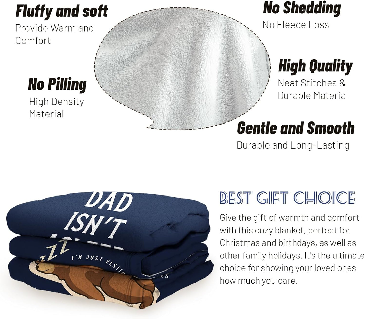Dad Blanket, Birthday Gifts for Dad, Dad's Birthday Gifts from Daughter Son, Funny Gifts for Daddy, Blue Flannel Throw Daddy Blanket 50" x 60" Inches