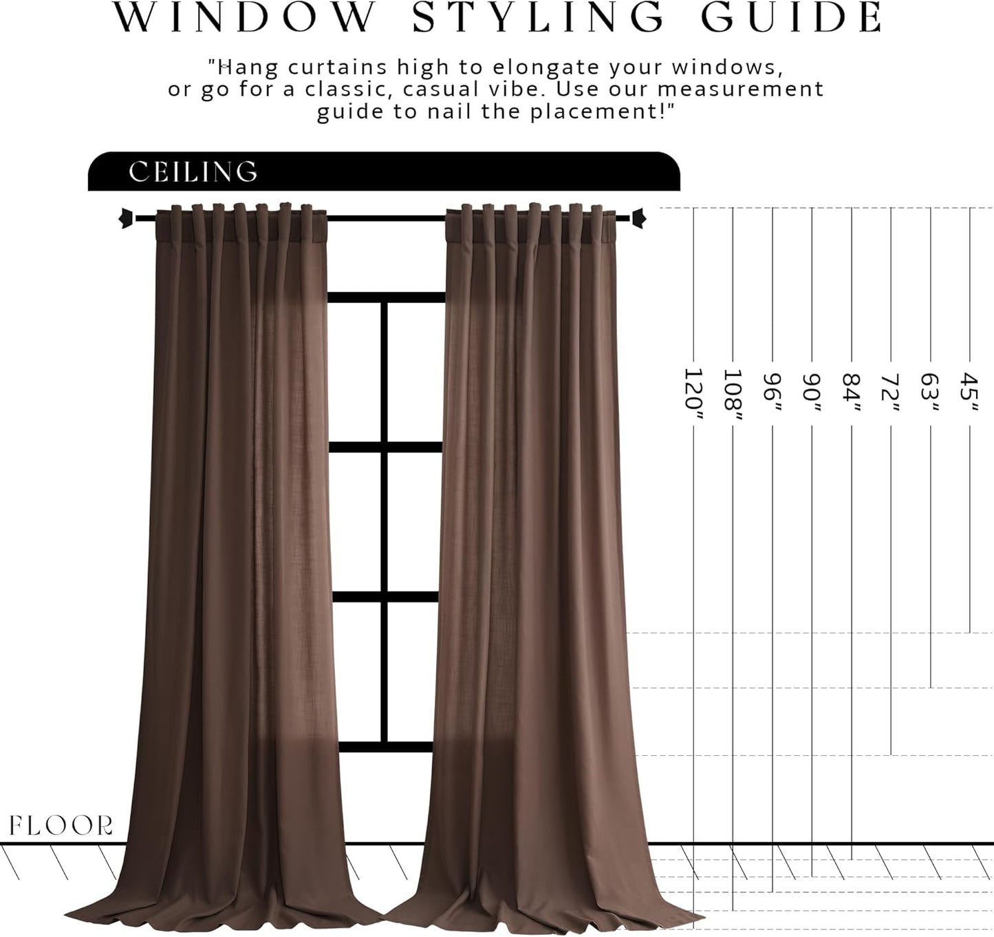 Coffee Linen Curtains 84 inch Length 2 Panels Set Modern Farmhouse Living Room Drapes Light Filtering Rod Pocket Back Tab Filtering Privacy Semi Sheer Curtain 84 inches Long