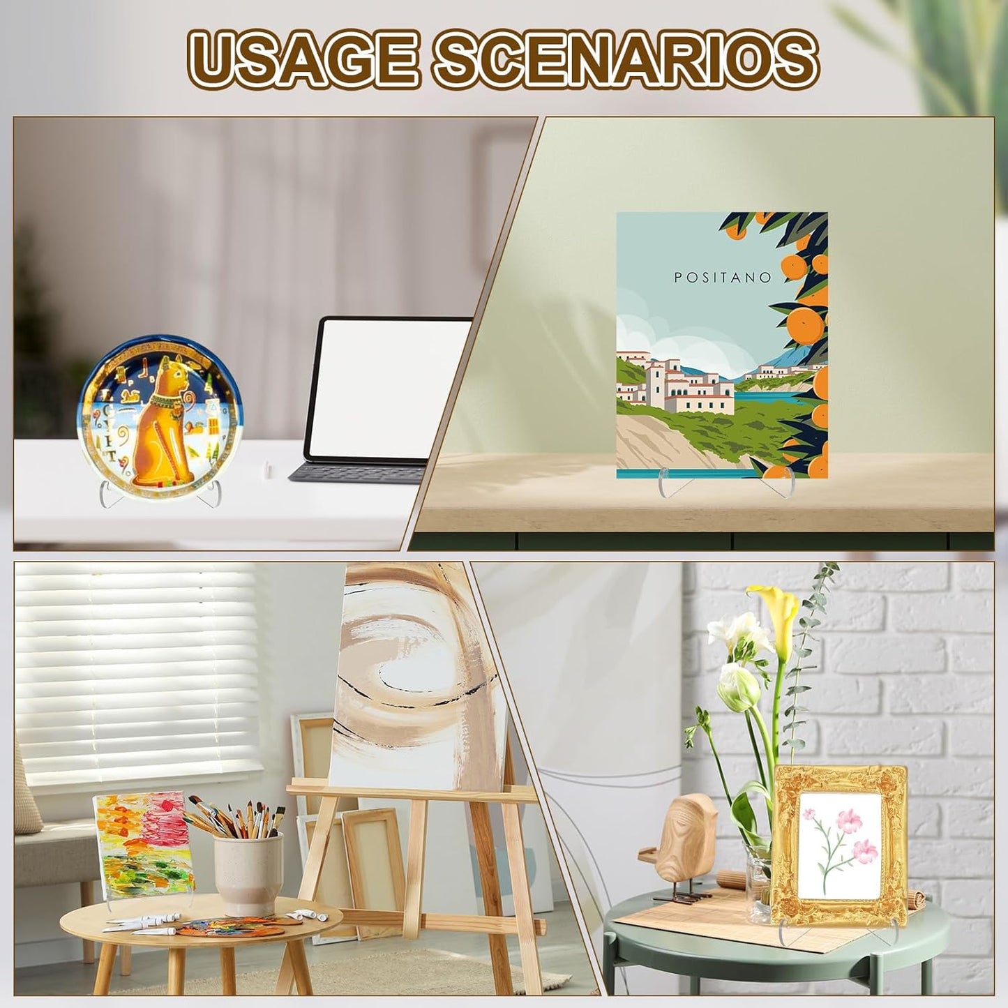 PATIKIL 3 Inch Acrylic Plate Display Stand, 2 Pack Small Clear Easel Plate Holder Picture Stands for Display Frames Card Picture CD Book Challenge Coin(Tripod)