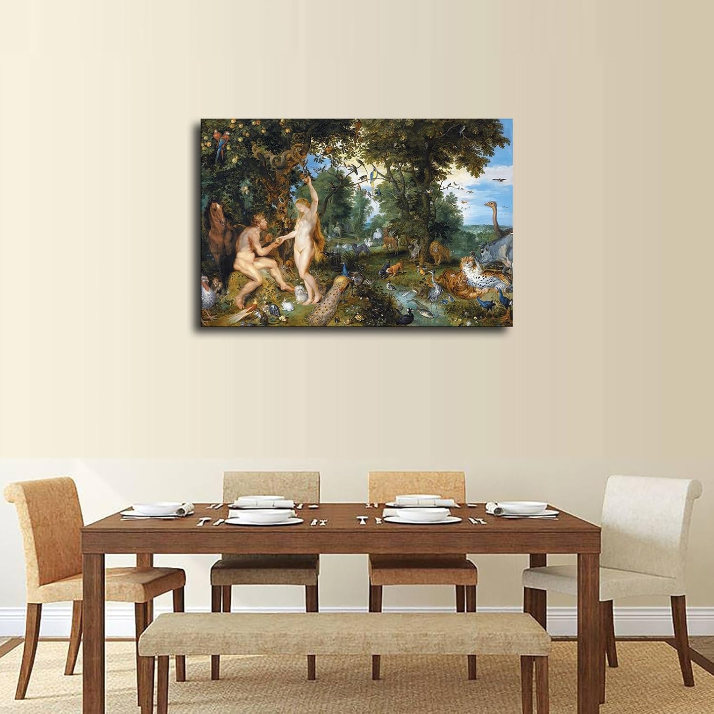 Peter Paul Rubens Artwork- Adam and Eve in Paradise Poster Canvas Image Printing Wall Art Decor Aesthetics Living Room Bedroom Home Background Famous Paintings Printmaking (24x36inch-Farmed)