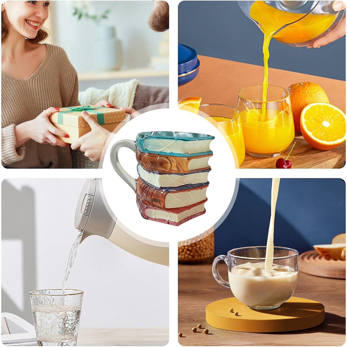 Coffee Mug - Chapter Book Design Cup, 3D Painted Novelty Beverage Holder with Literary Spine Detail Artistic Finish Gift Style, Comfortable Grip Drinking Function, Ideal for Readers Latte Juice