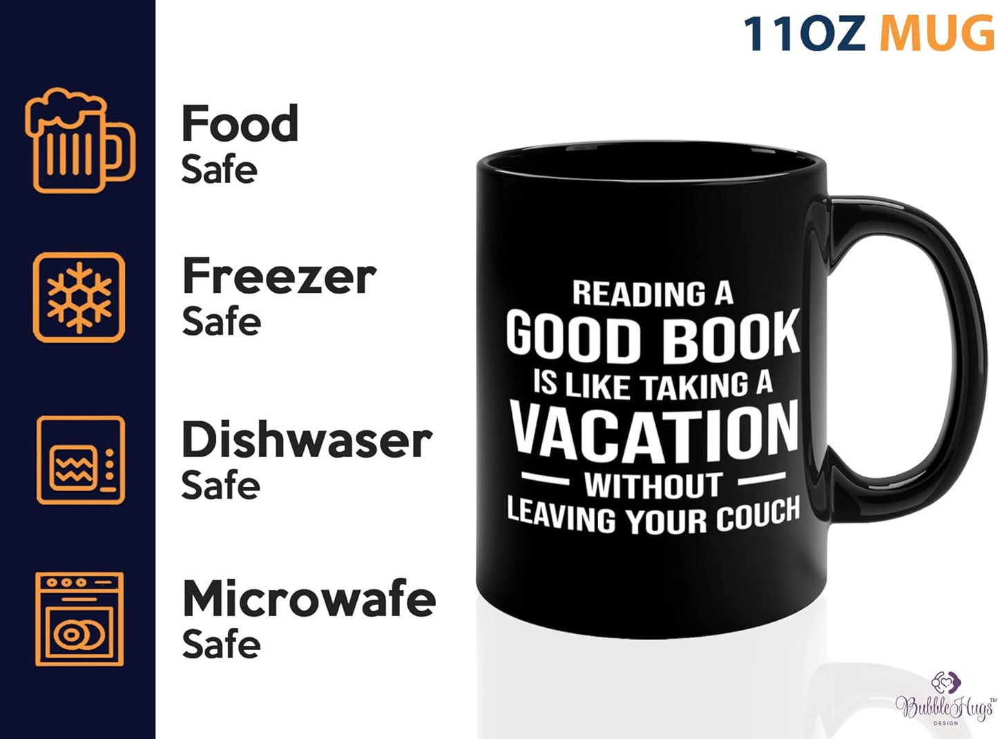 Book Club Coffee Mug 11oz Black -Reading a Good Book - Book Lover Gift For Teacher Bibliophile Woman of Letters Bulk Readers Academic