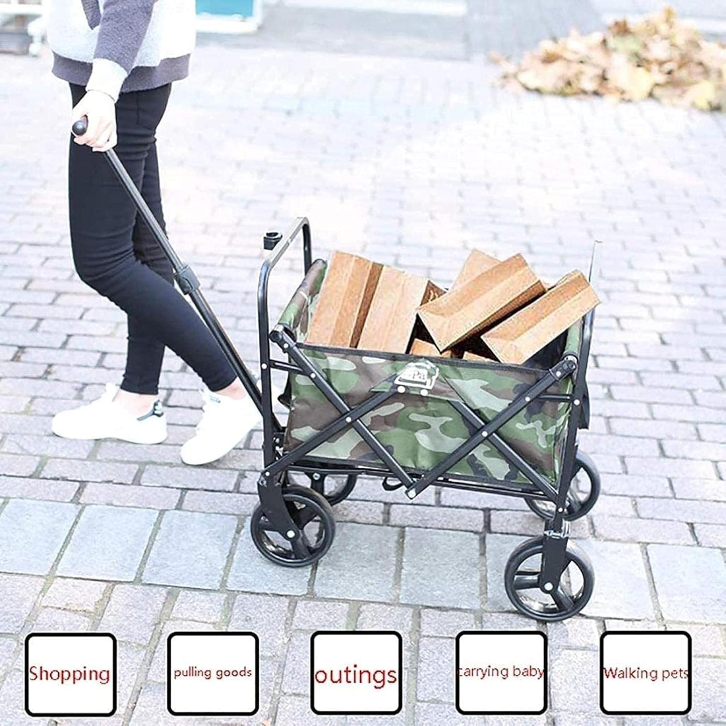 Portable Camping Cart,Camping cart Trolley Foldable,Picnic Trolley Folding Garden Trolley Cart Heavy Duty Multi-Function Shopping Cart for Outdoor Beach Pull Truck