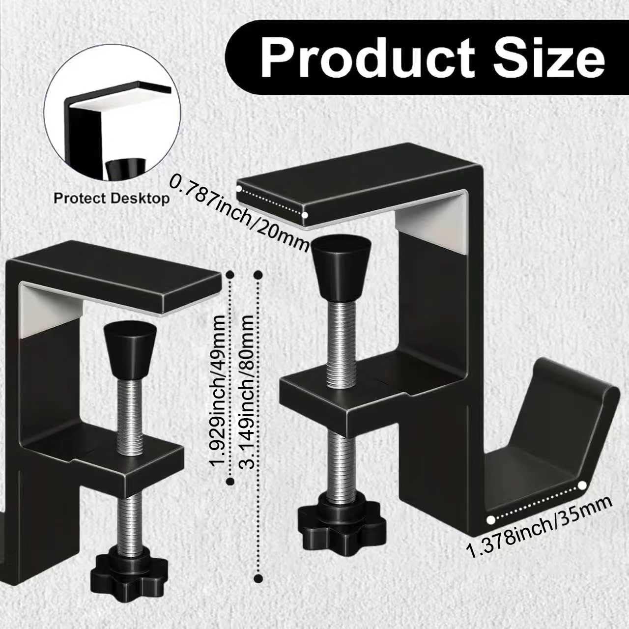 JAKO Headphone Stand - Aluminum Alloy Headphone Holder, Under Headset Stand for Desk Fit for PC Gaming Headset Hanger Hook Suitable for Office, Computer, Student Class Desk, Handmade Creator Table