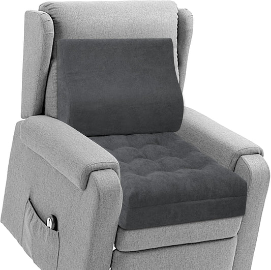 TANYOO Recliner Cushion for Elderly with Lumbar Support Pillow - 20x20x5 Inch Extra Thick Recliner Seat Cushion for Seniors Relief Back Pain and Tailbone Pain from Long Sitting Non-Slip Bottom