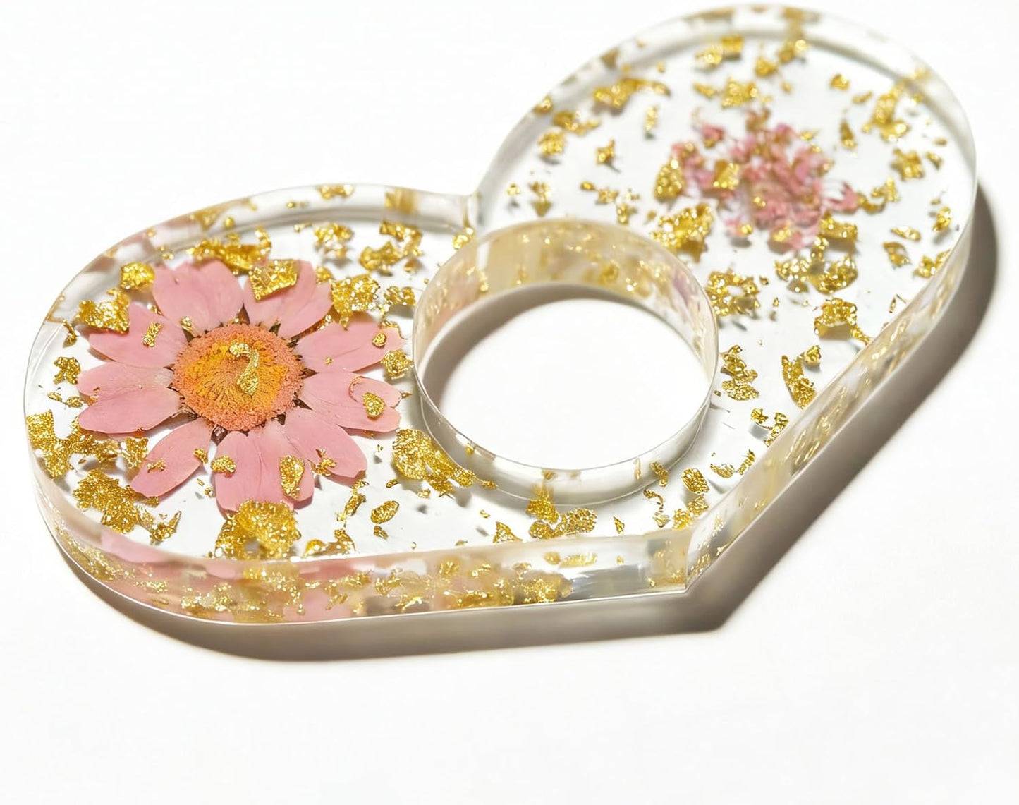 LeLehome 4PCS Book Page Holder, Dried Flower Thumb Ring Book Holder for Reading Lovers, Handmade Resin Finger Ring Opener Bookmark Gifts Accessories