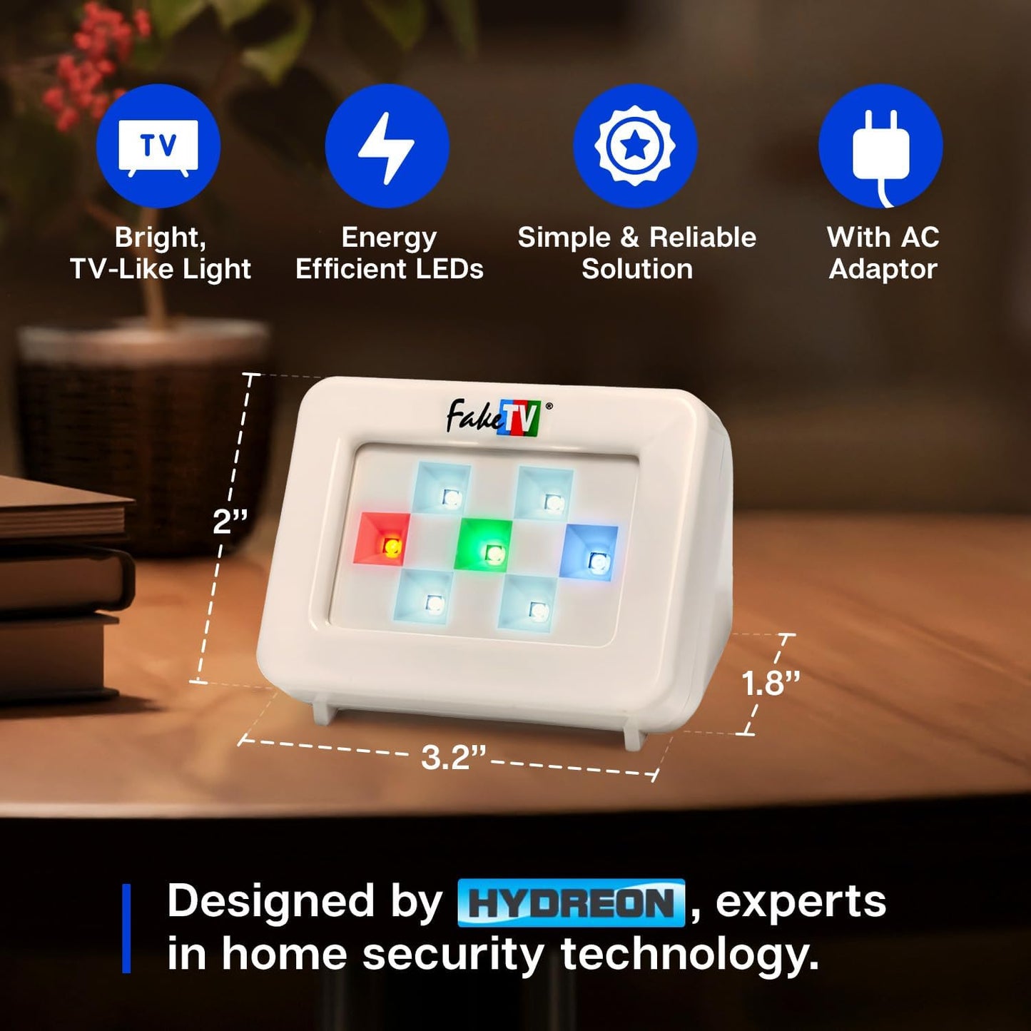 FTV-7 White – Advanced Home Security Television Simulator – Theft Deterrent – Energy-Saving LED – Dummy Home Security TV Program Simulation