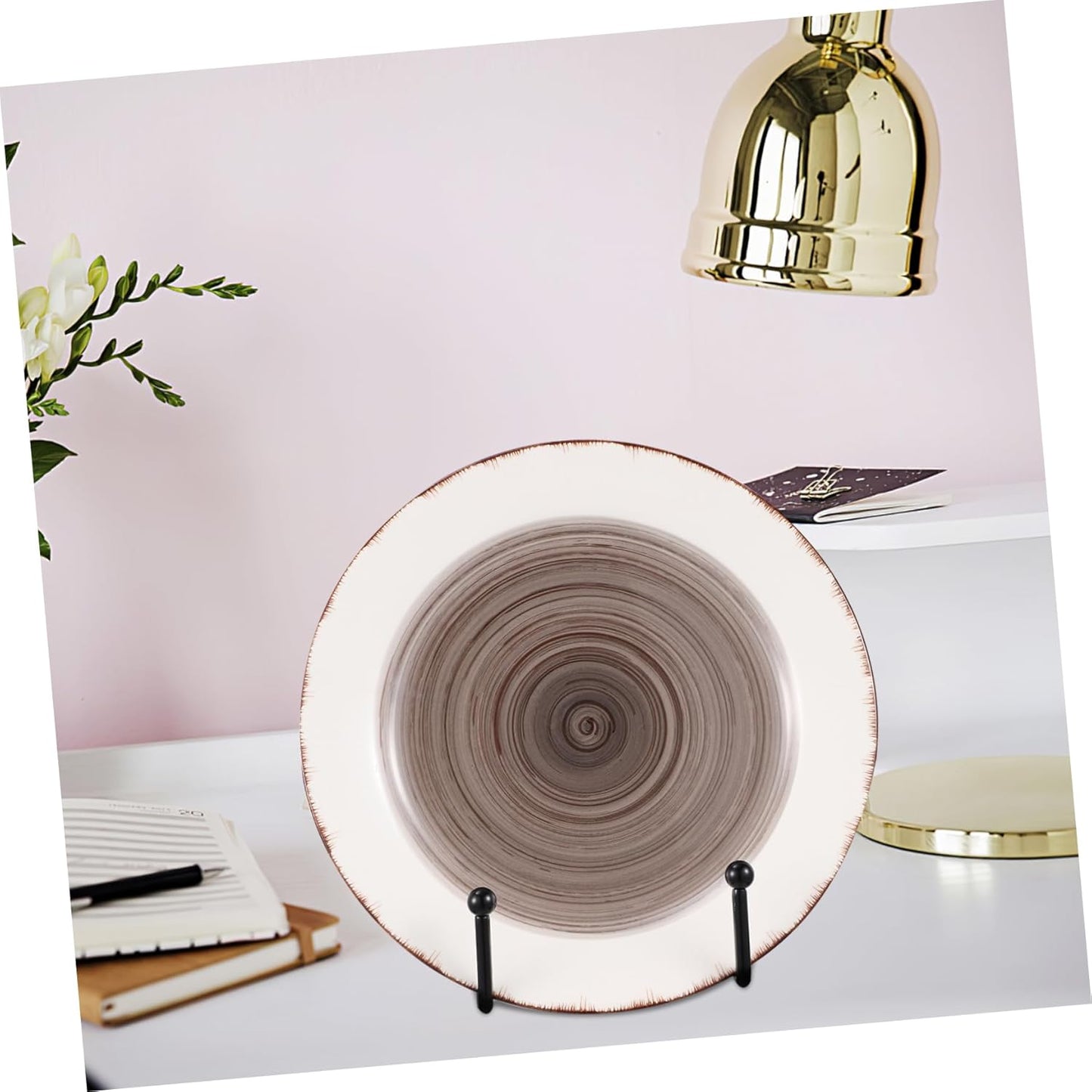 PRETYZOOM 4 Pcs Metal Plate Holder Display Stands for Dishes Photos Frames Books Sturdy Easel Design for Home Cafe Office Exhibition Use Matte Finish for Showcasing Decor