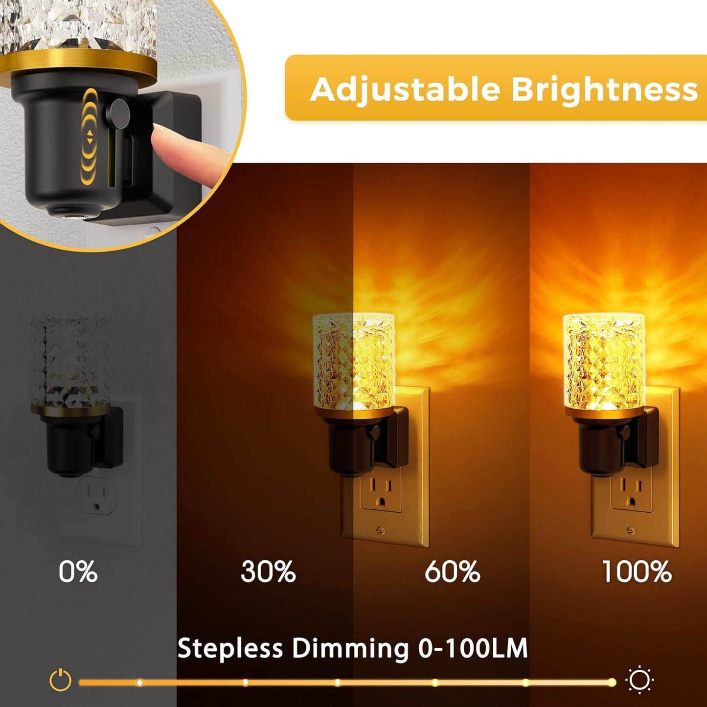L LOHAS LED Night Light, Dimmable Night Lights Plug into Wall, Automatic Night Lights Plug in with Auto Light Sensor,Adjustable Brightness Amber LED Night Light, for Bedroom Hallway Home Decor