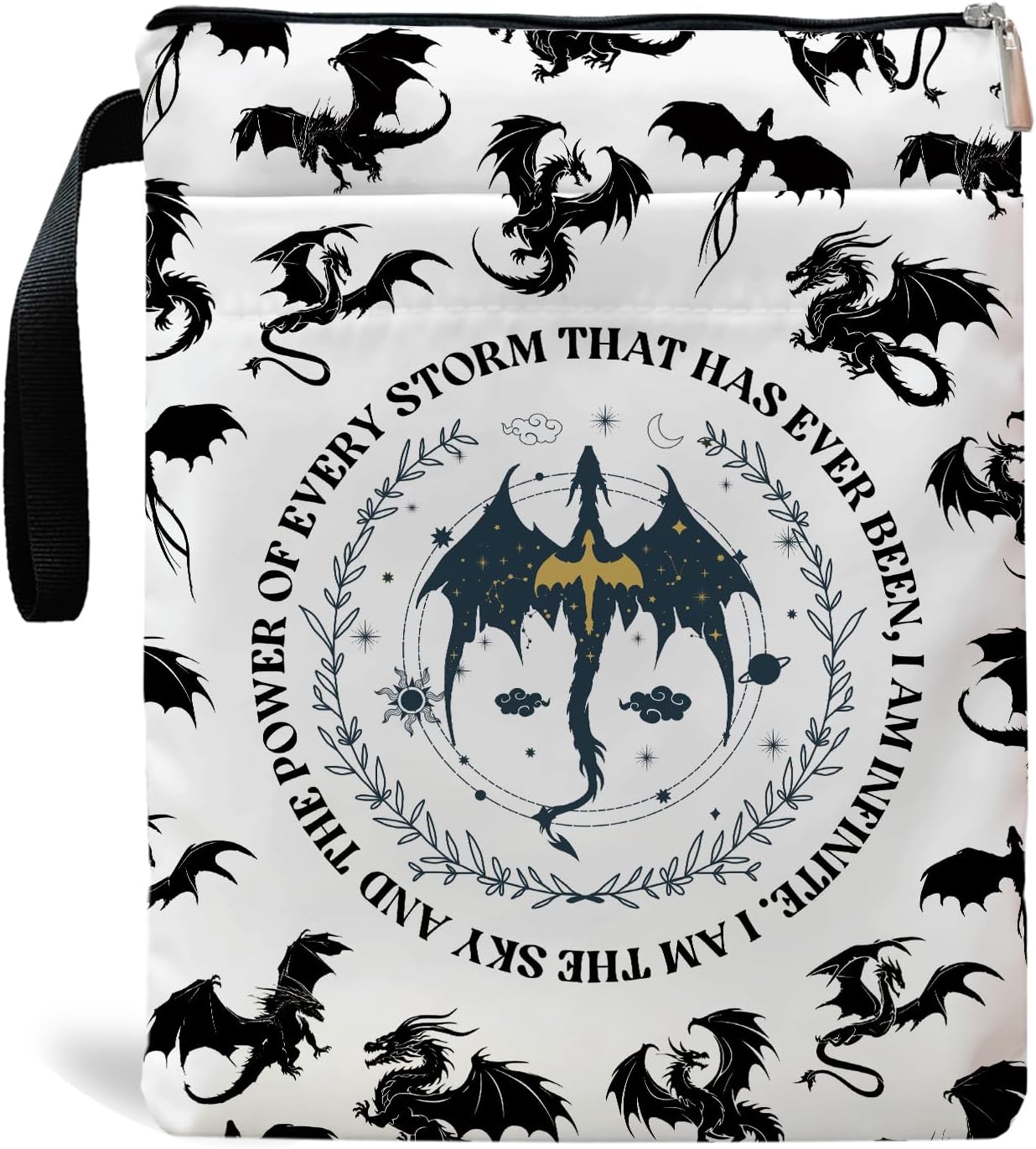 Romantasy Dark Academia Dragons Book Sleeve, Fantasy Novel Reader, Dragons Lovers Book Gift (Beige)