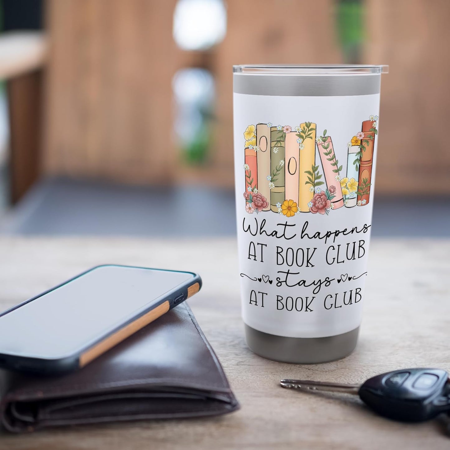 Funny Booklover What Happens At Book Club Stays At Book Club Stainless Steel Insulated Tumbler