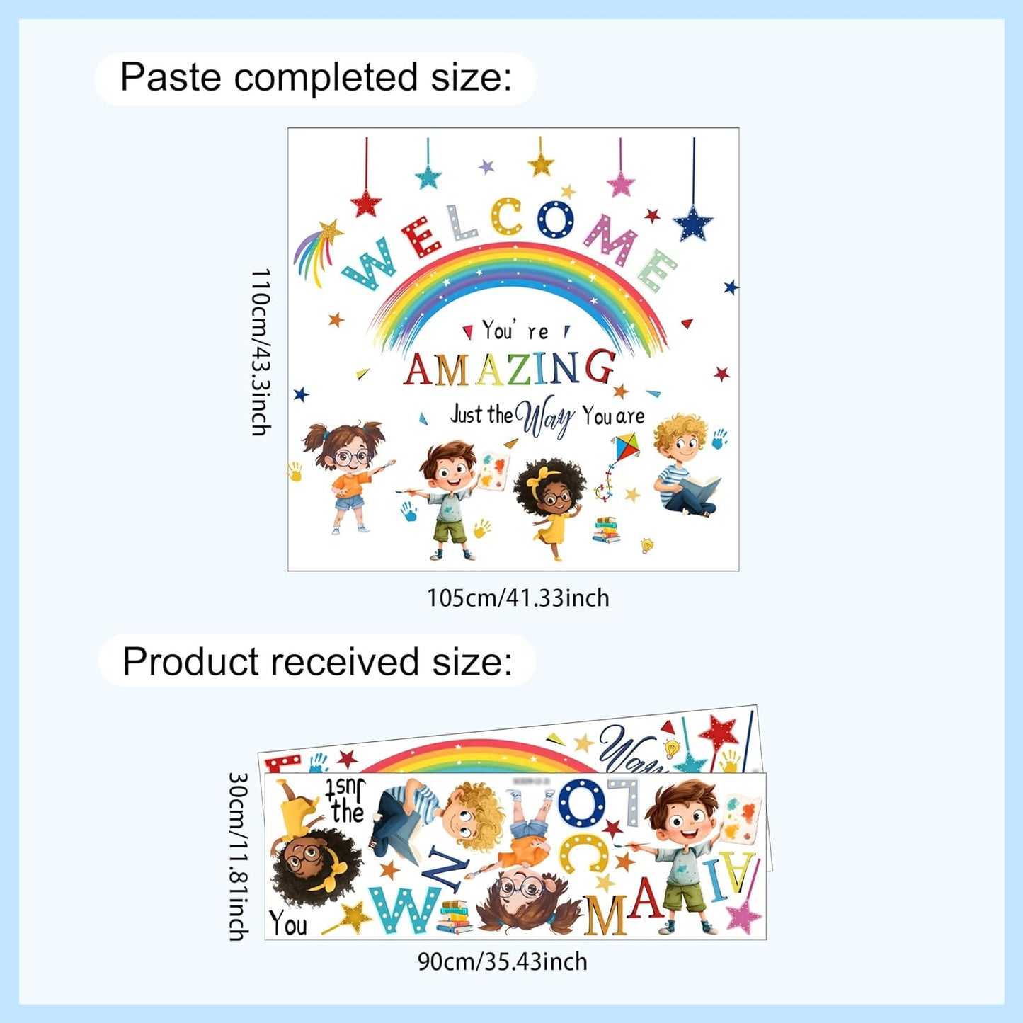 Reading Corner Rainbow Wall Decals,You are Amazing Wall Stickers,Peel and Stick Art Wall Decors, for Kids Bedroom Nursery Playroom Classroom Library Reading Corner Decoration