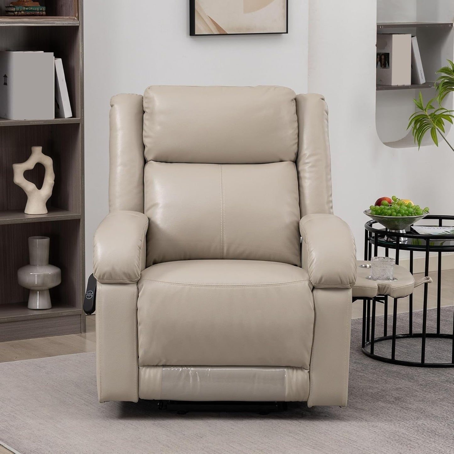 Power Lift Recliner Chair with Two Cup Holders Extended Footrest USB Type-C Charge Ports Electric Lay Flat Reclining Chairs for Living Room Bedroom Meeting
