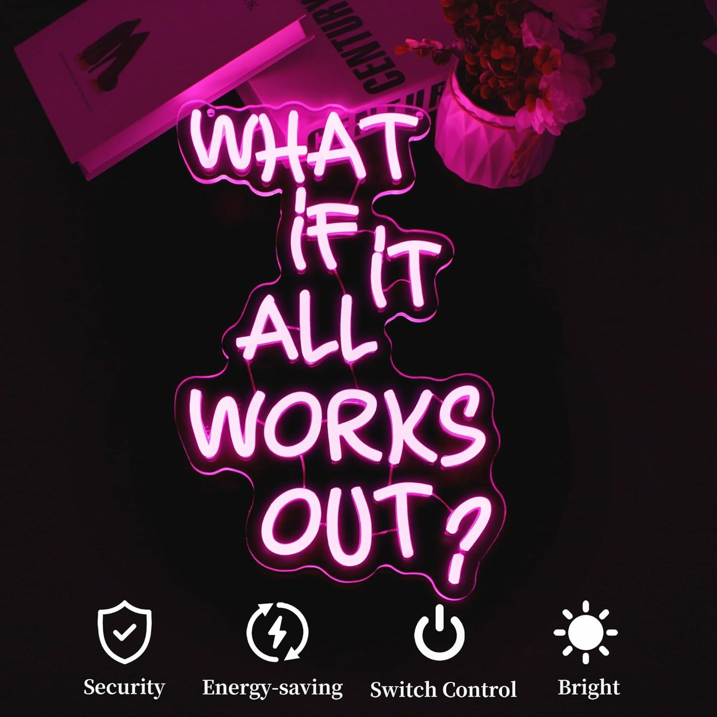 What If It All Works Out Neon Sign Led Neon Lights Neon Signs for Wall Decor Light Up Sign for Birthday Party Club Gift