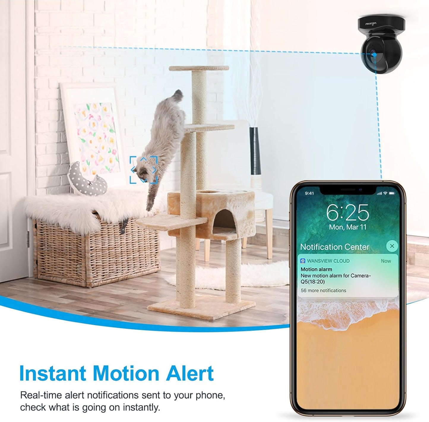 Wireless Security Camera, IP Camera 1080P HD Wansview, WiFi Home Indoor Camera for Baby/Pet/Nanny, Motion Detection, 2 Way Audio Night Vision, Compatible with Alexa, with TF Card Slot and Cloud