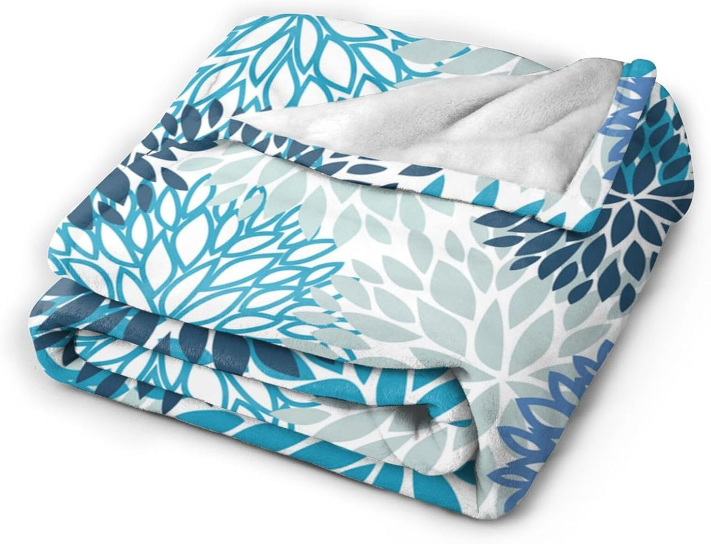 Blue Navy Chrysanthemum Flowers Bed Blanket Ultra Soft Throw Blanket All Season Warm Light Weight Cozy Plush Blankets for Home Bedroom Sofa Chair Travel, 60"X80"