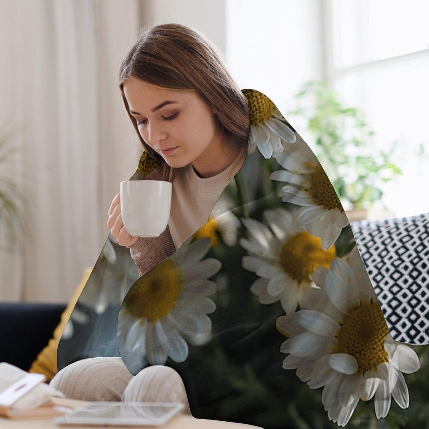 Handful of Daisies Throw Blanket for Couch Super Soft Warm Lightweight Throw Blankets Cozy Flannel Bed Blanket Cute Decorative Blankets for All Seasons Home Decor Gift 30"*40"（76 * 100cm）