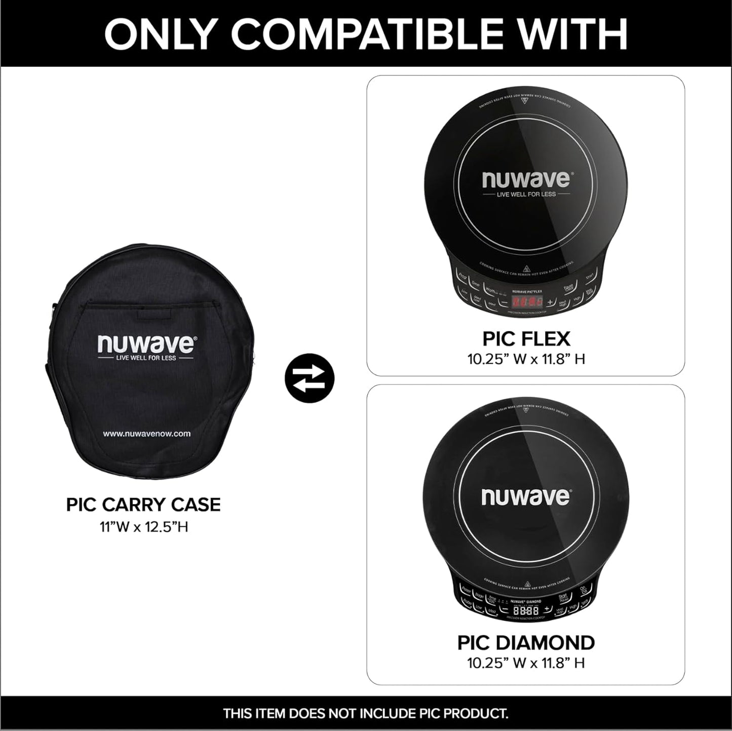 Nuwave Carrying Case Exclusively for Flex or Diamond PIC Cooktop, Insulated & Water Resistant, Sold by Original Manufacturer, Only for Use with PIC Models 30501, 30502, 30511, 30532, 30537, & 30527