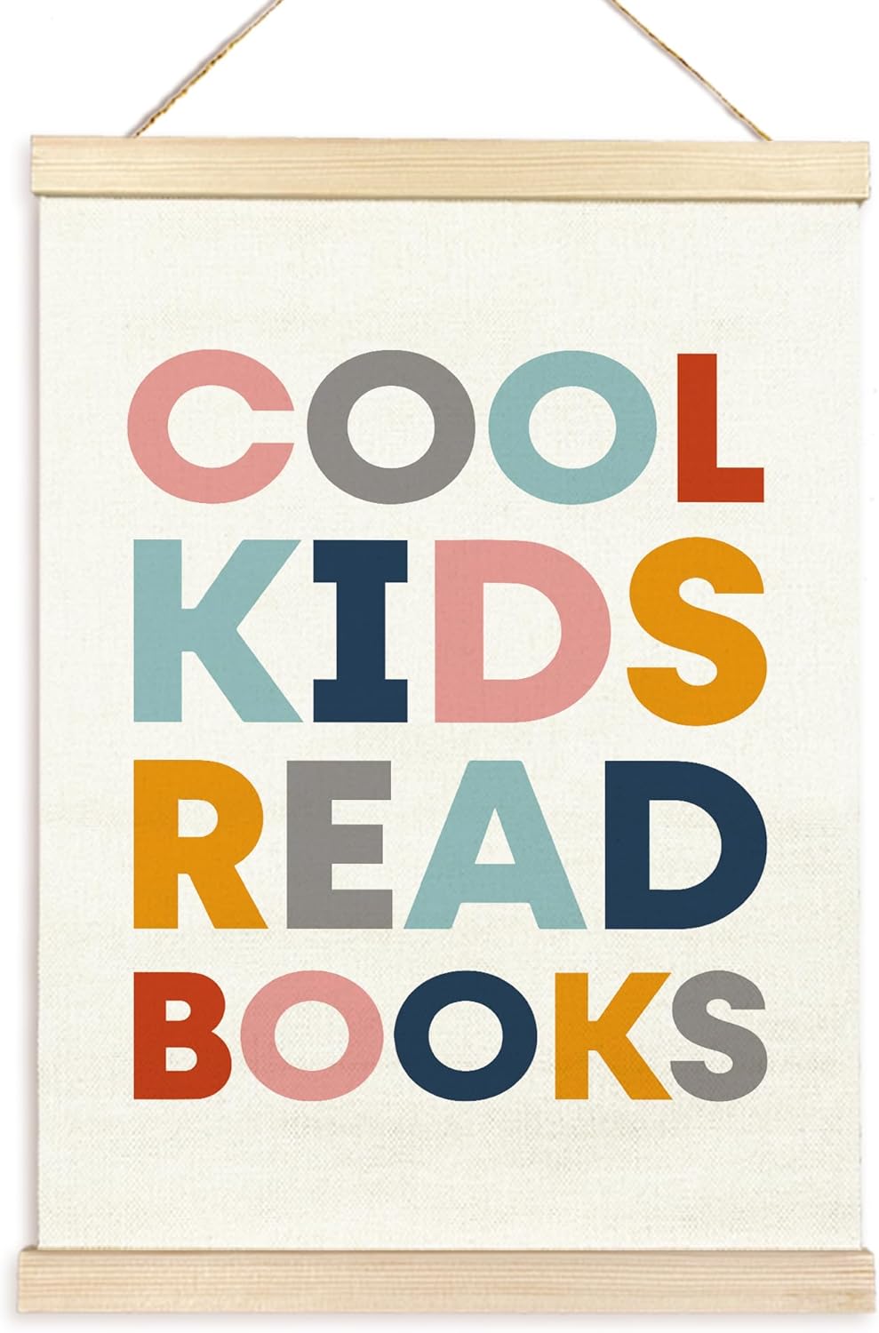 TAEDIN Cool Kids Read Books Poster Hanger Frame, Baby Boys Girls Wooden Canvas Artwork Print Hanging Sign Inspirational Book Lovers for Nursery Reading Corner Homeschool Classroom Home Decor 12X16