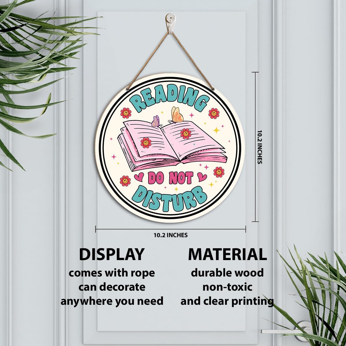 Reading Do Not Disturb Wooden Sign Wall Decor, Book Lover Wood Hanging Sign Decorations for Home Bedroom Reading Room Library, Book Lovers Gifts for Women Men