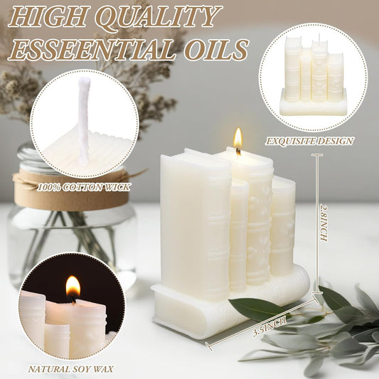 Nuanchu Book Frame Candle Book Lovers Gifts Lavender Soy Reading Candles for Reading Gifts Readers Bookworms Women Librarians Presents Birthday Home Decor(White)