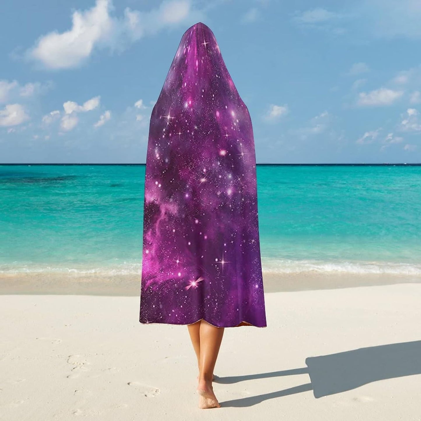 Throw Blankets, Purple Decor Wearable Hooded Blanket for Adults, Nebula Gas Cloud Deep Dark in Outer, Soft Warm Cozy, 60 x 80inches, Studying Reading Snuggling Napping Office, Purple