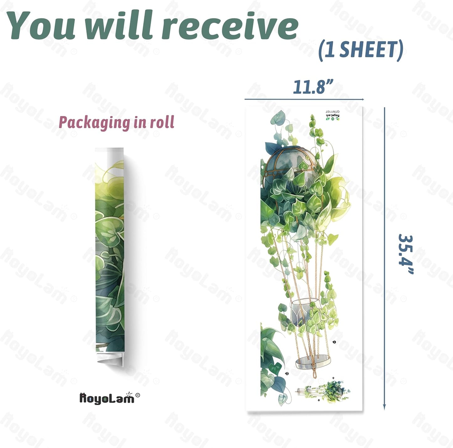 Double-Layer Hanging Basket Wall Stickers for Living Room Verdant Leaves Plant Wall Decal Removable Peel and Stick Wall Art Home Decor Decoration for Bedroom Bathroom Classroom Library Nursery