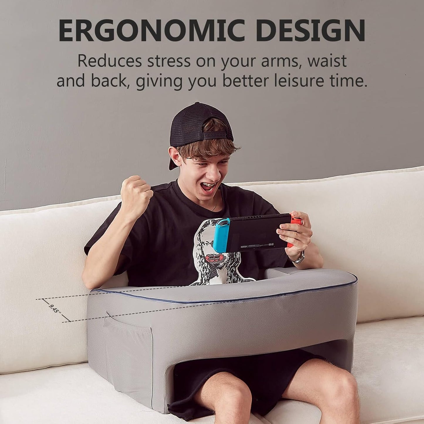 Reading Pillow, Ergonomic Lap Desk, Book Pillow for Reading in Bed, Arm Rest for Couch, Lap Pillow, Reading Cushion, Gaming Pillow, Arm Pillows for Adults