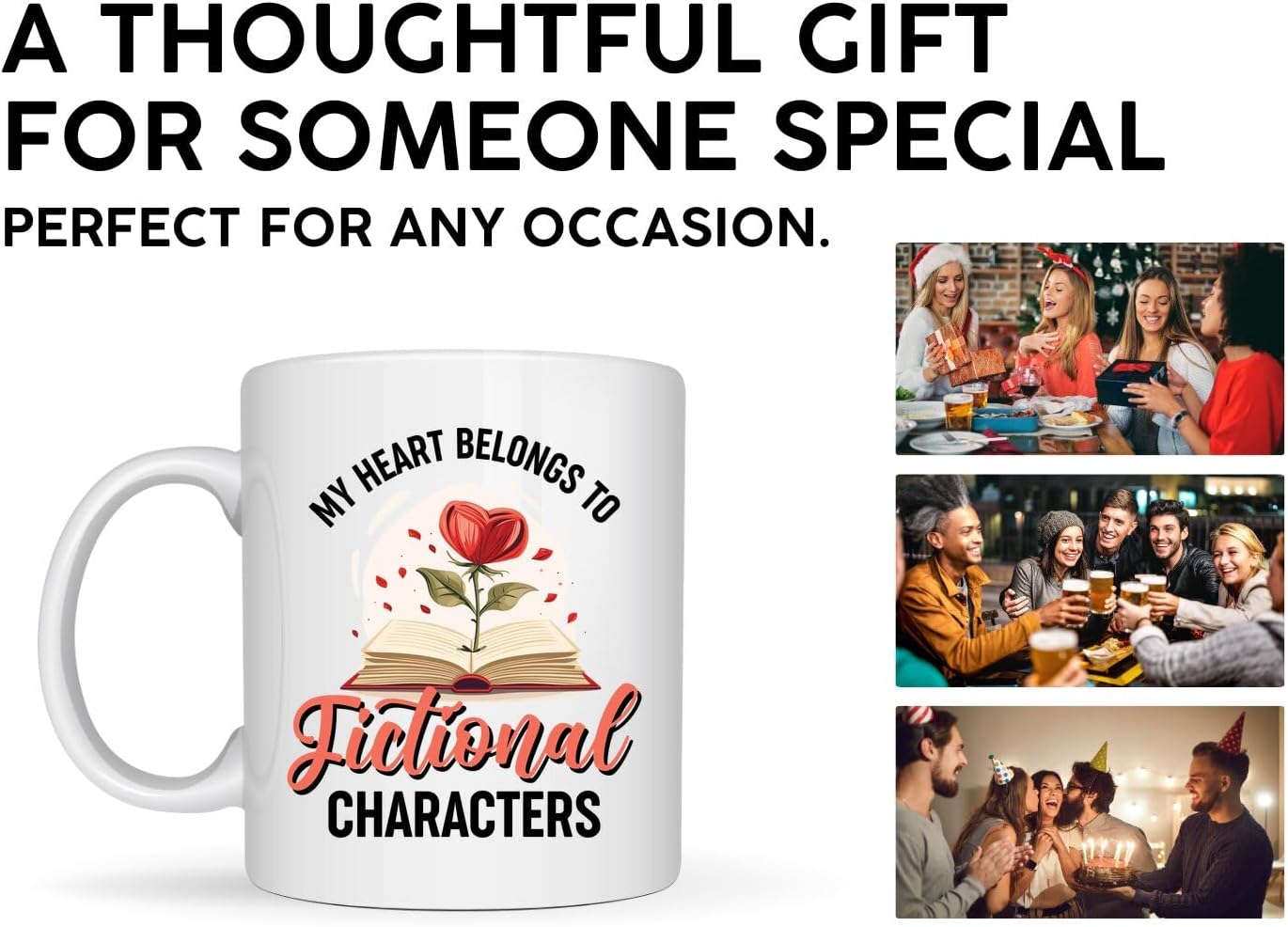 Book Lovers Coffee Mug 11oz White -Fictional characters - Book Reader Bookworm Addict Bookish Librarian Nerd Gifts Decor for Men Women