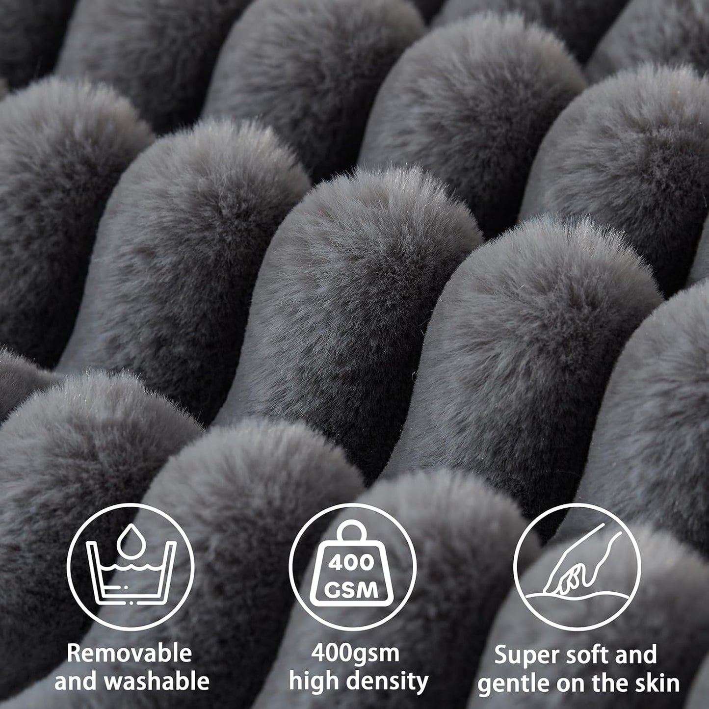 Headboard Pillow + A Long Neck Roll Pillow Body Pillow，Faux Fur Headboard Wedge Pillow with Removable Cover (Gray, Queen：59x8x20 inches)