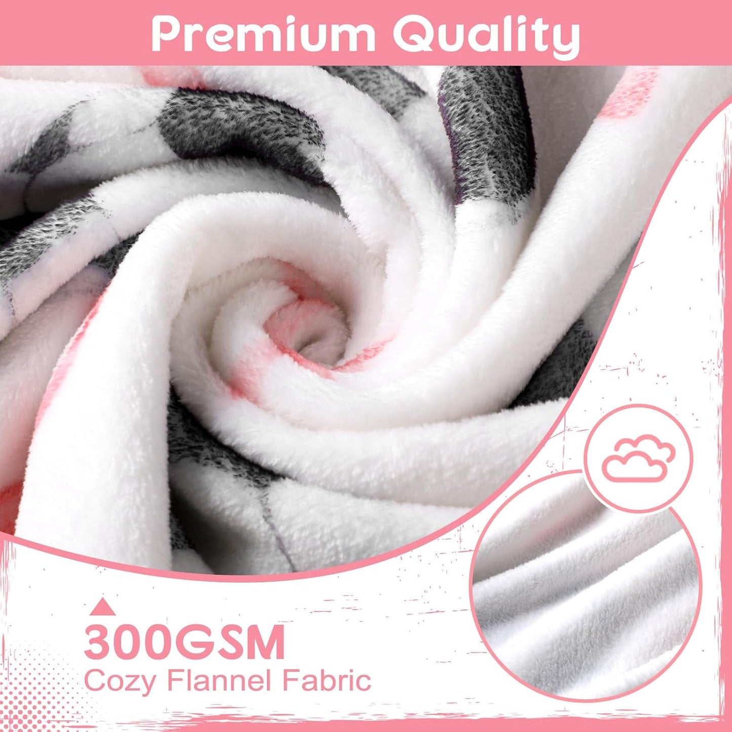 Pink Bow Soccer Blanket for Teen Girls Cute Soft Flannel Throw Blanket Washable Aesthetic Fuzzy Fleece Throw for Couch Sofa Bed Decor, Valentine Galentines Day Gift 50 x 60inch