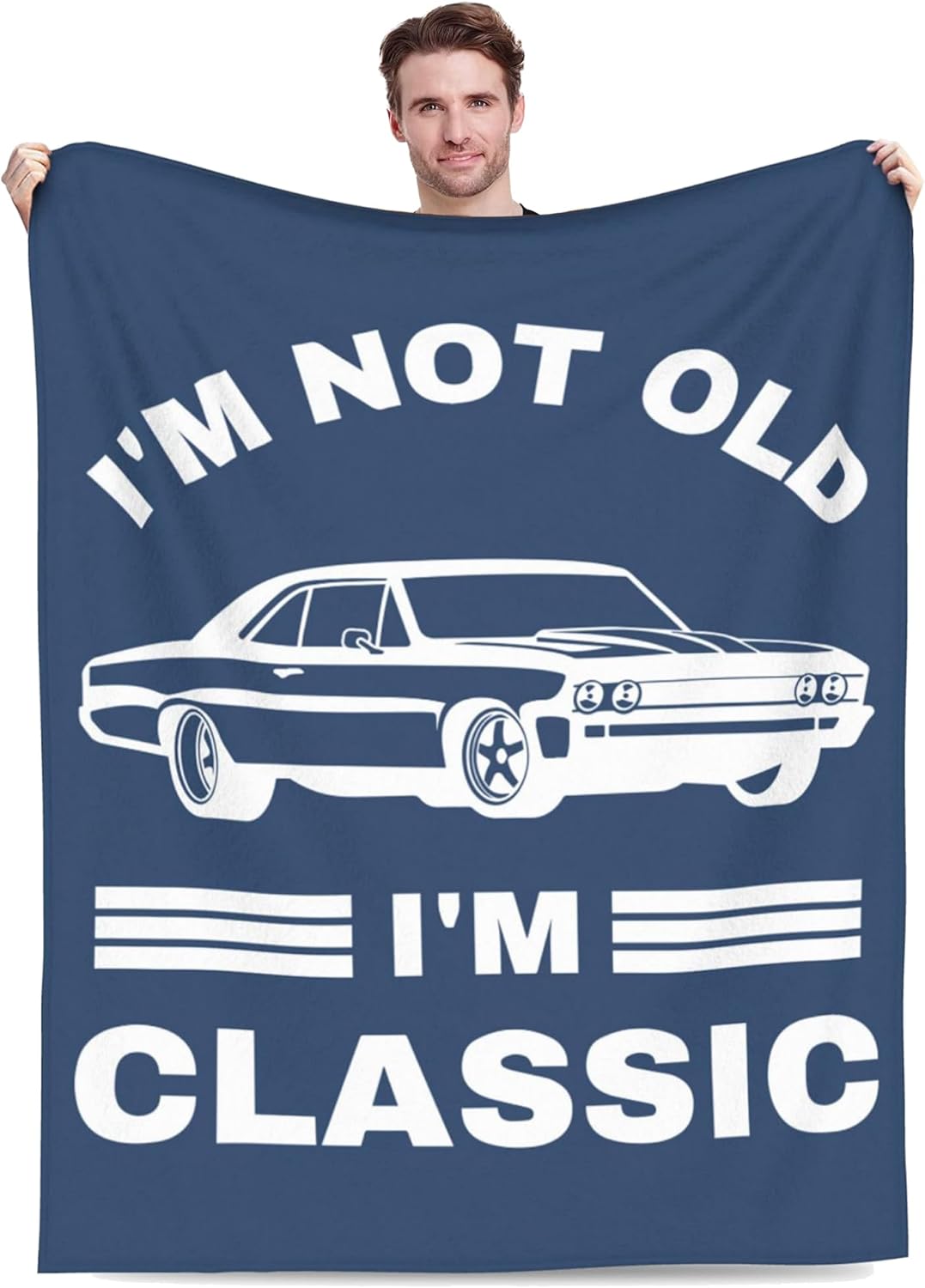 Funny Gifts for Men, Fathers Day Christmas Birthday Gifts for Dad Grandpa Husband, Cool Retirement Blanket for Papa, Cozy Blue Throw Blanket 50"x60"