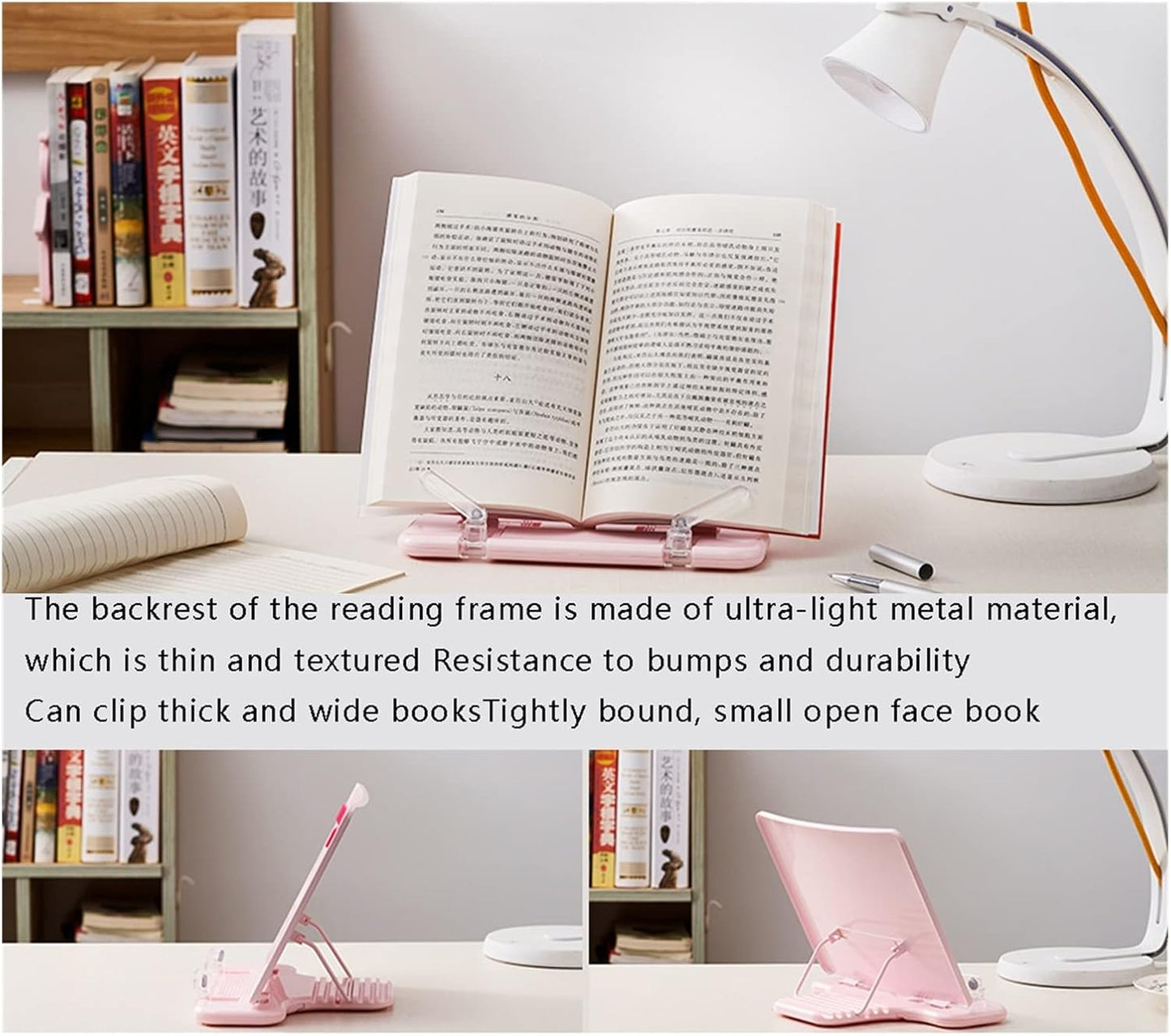 Book Stand Book Stand Holder for Reading Hands Free, Desktop Adjustable Reading Height and Angle Book Rest (Color : Mug) (Black)