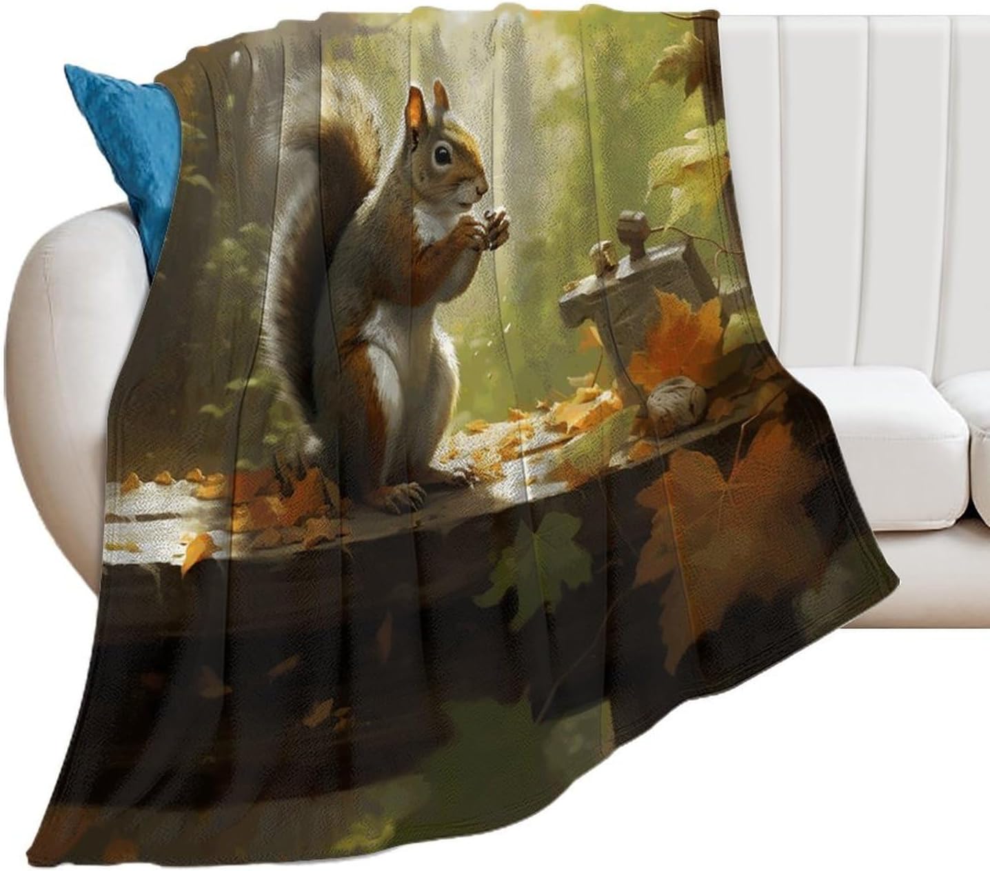 Squirrel Eats Nuts Throw Blanket for Couch Super Soft Warm Lightweight Throw Blankets Cozy Flannel Bed Blanket Cute Decorative Blankets for All Seasons Home Decor Gift 30"*40"（76 * 100cm）