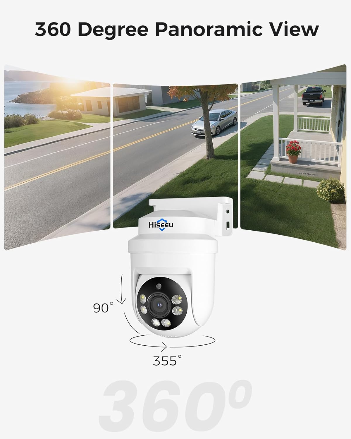 Hiseeu PTZ 5MP Dome HD-TVI Home Security Cameras with 355° pan,90° tilt,100ft IR Night Vision,IP67 Weatherproof Wired Security Camera for 360°Coverage Indoor Outdoor Surveillance Cameras 2PCS