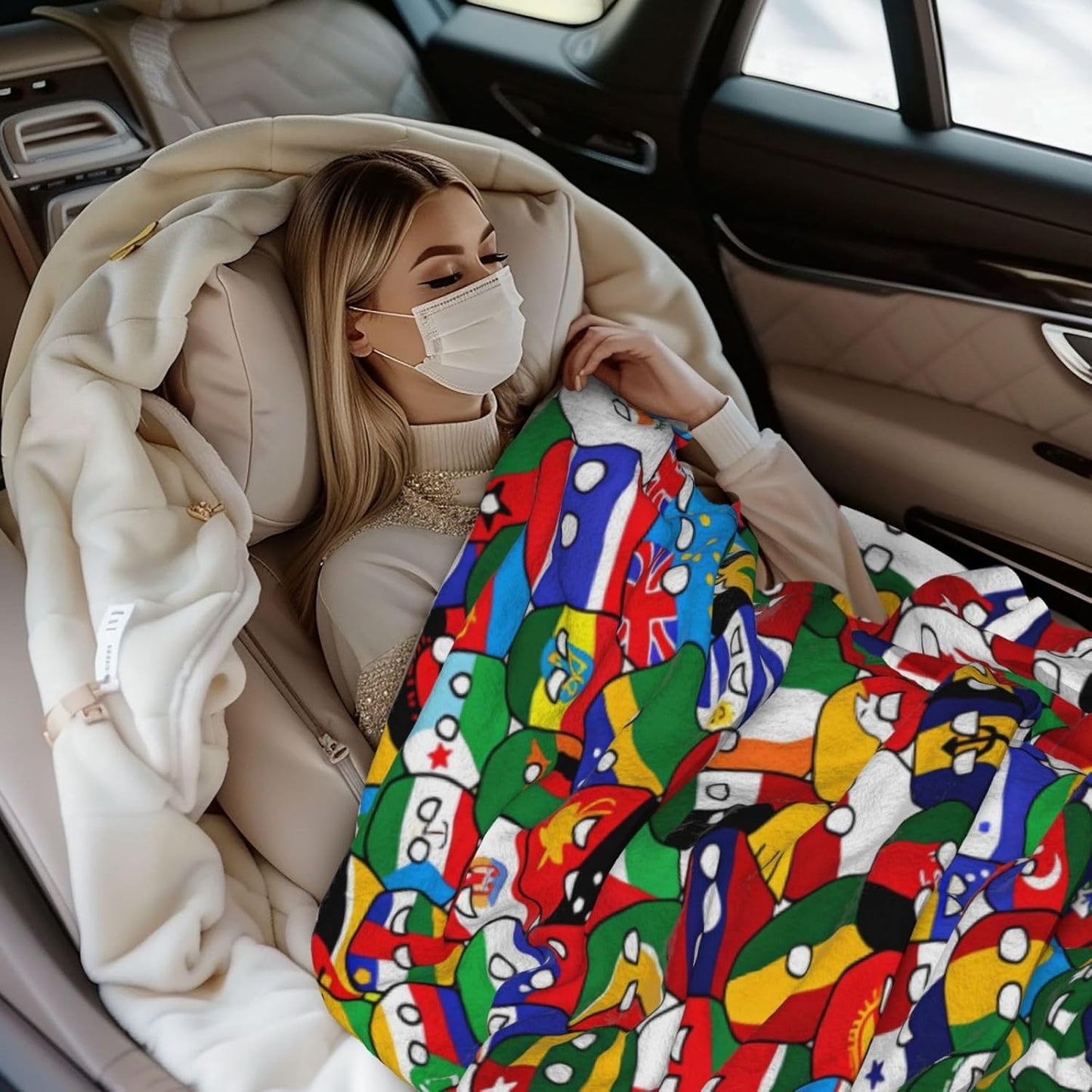 Countryball Throw Blanket 40"x50" Fuzzy Plush Fleece Blankets Soft Cozy Microfiber Flannel Blanket for Couch Sofa Bed Decor Travel Gifts Home Office Shawl Blanket