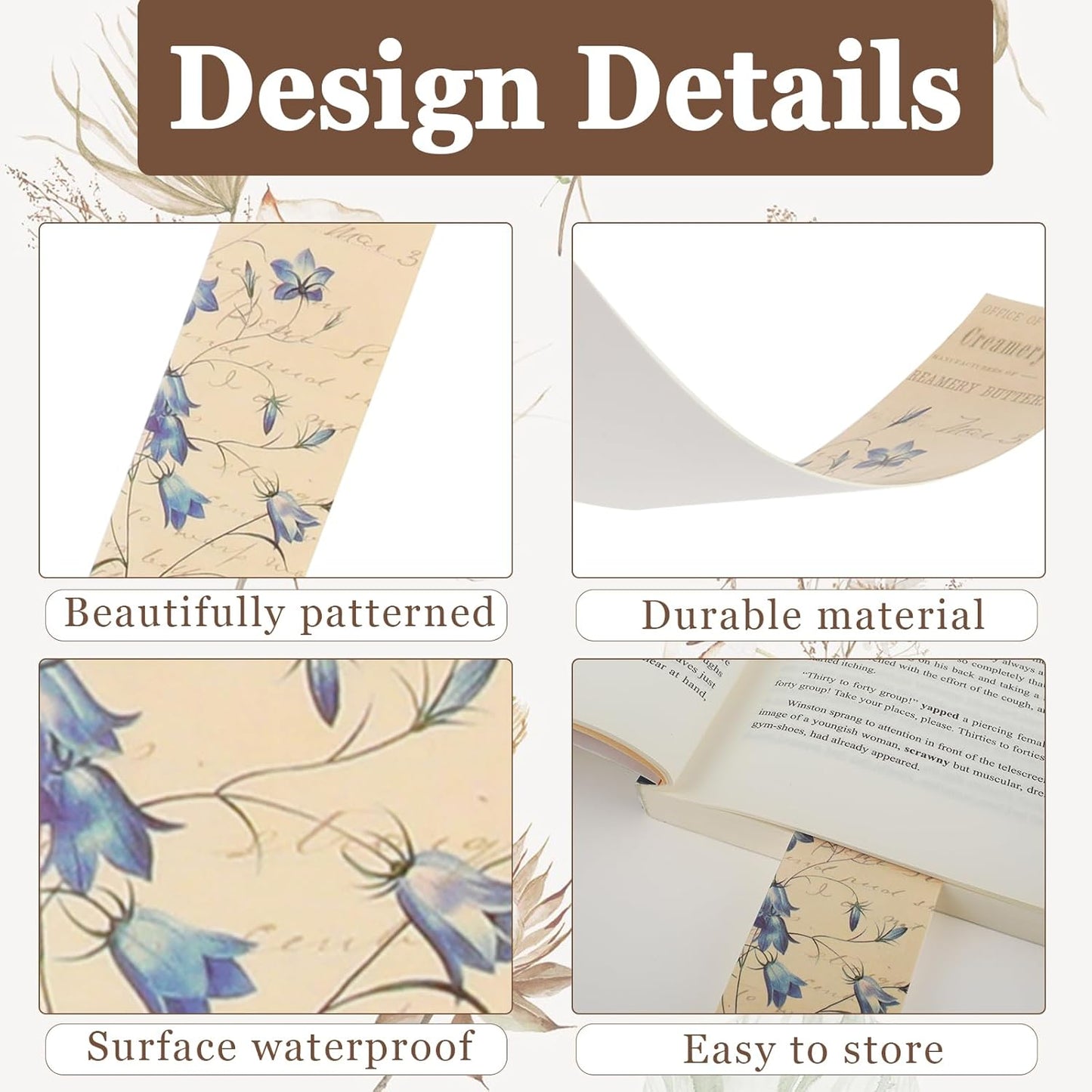 30 Pcs Vintage Bookmarks Aesthetic Cute Pretty Paper Bookmarks for Book Lovers Butterfly Flower Plant Bookmark for Women Elegant Pattern Book Markers for Reading Fantasy Natural Style Book Accessories