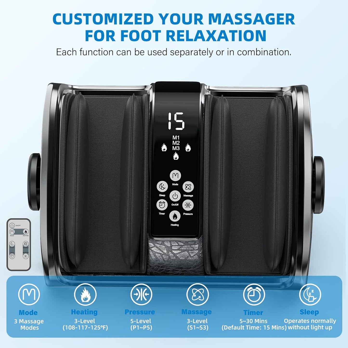 HSA Eligible FSA Shiatsu Foot Massager with Heat for Neuropathy and Pain Relief, 3 Heat Therapy, 5 Intensity Deep Kneading, Rolling for Calf-Feet-Arm Relaxation, Plantar Fasciitis