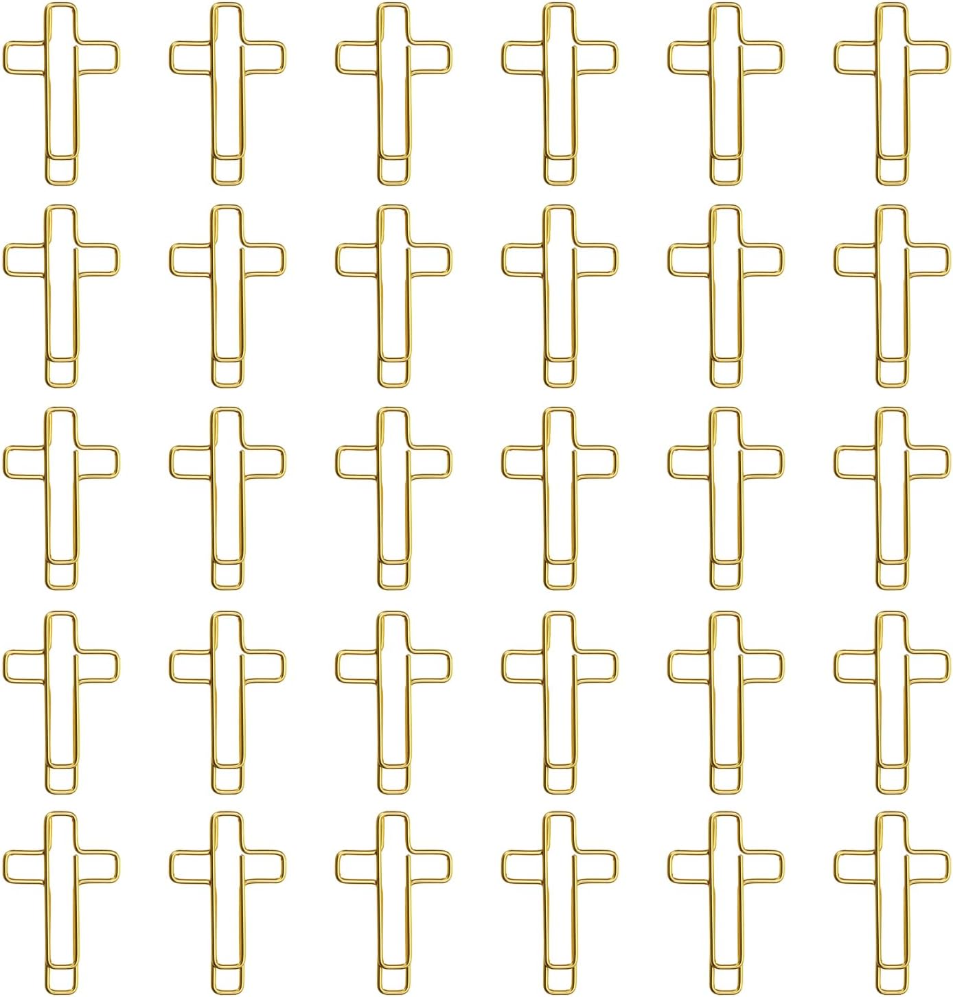 Penta Angel Cross Shape Paper Clip Book Page Mark 30Pcs Small Metal Bible Christian Page Markers Journaling Paperclips for Men Women Christmas Easter Gift (Gold Cross-30)