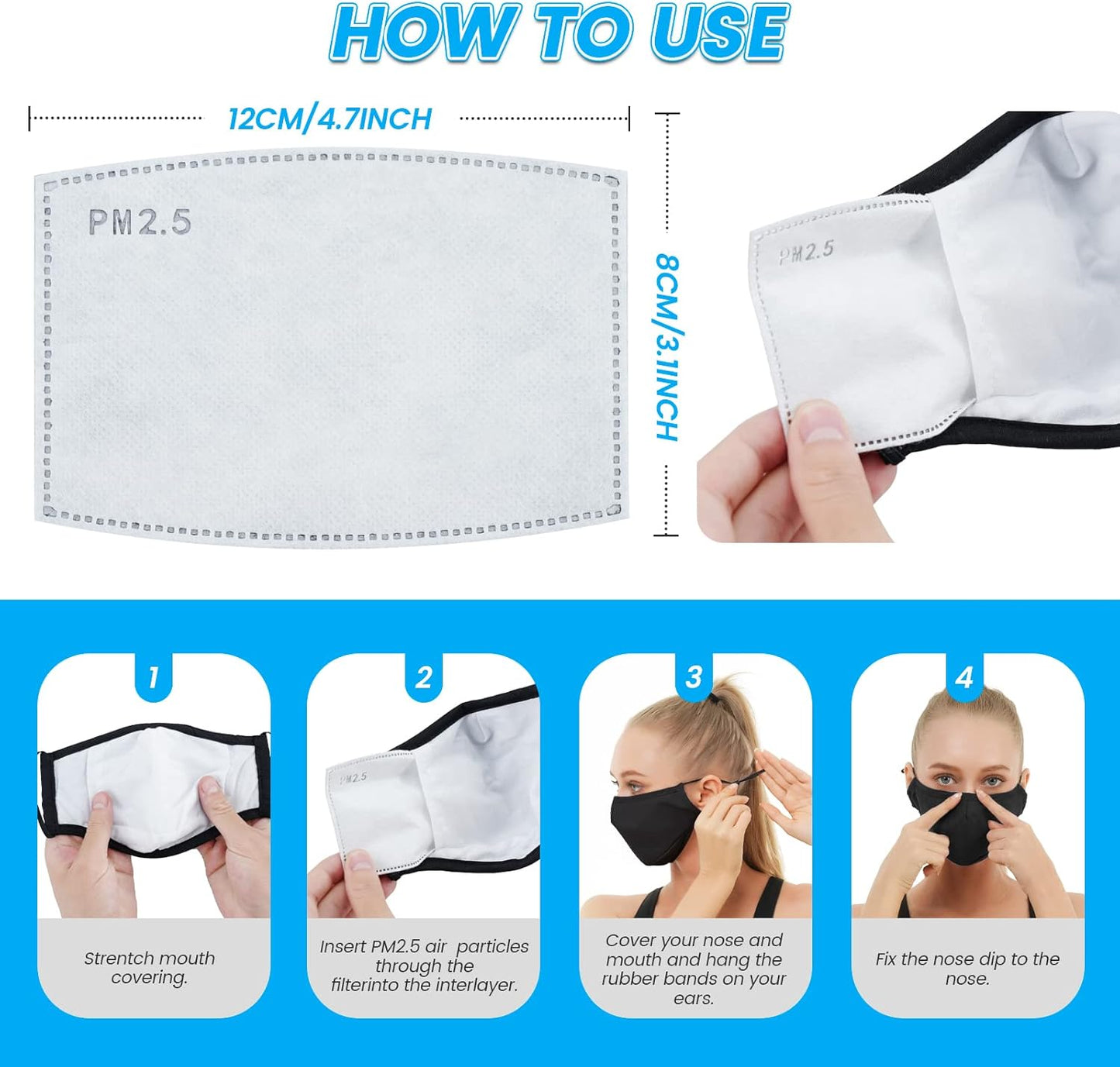 3-Ply Cloth Face Mask 6 Pack,Washable, Reusable and Breathable Face Covering with Adjustable Ear Protection Loops for Women and Men (Black/Grey/Wine Red/Dark Green/Dark Blue/Brown)