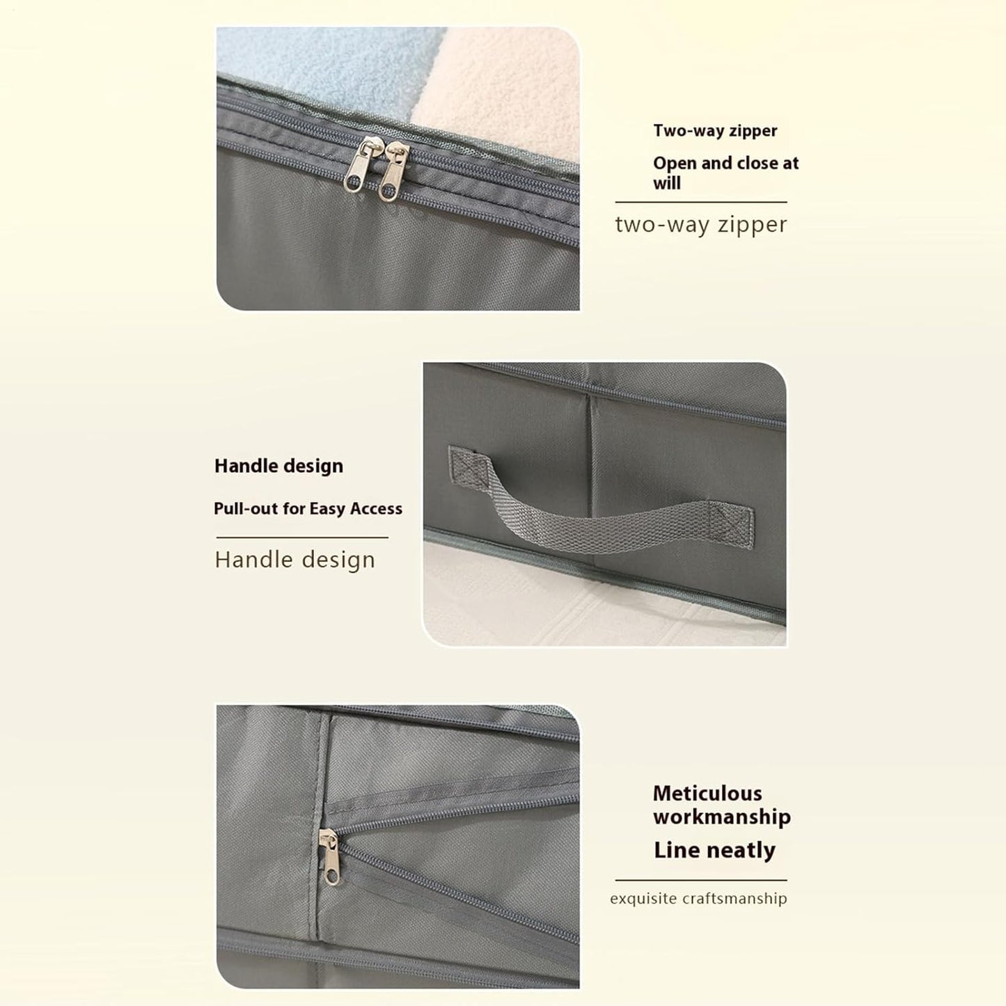 Under Bed Storage Containers | Large Capacity Foldable Self-Compressing Bins | Under The Bed Storage | for Quilts Blankets Seasonal Clothing Bedding Closet Garage Basement Attic Bedroom Home