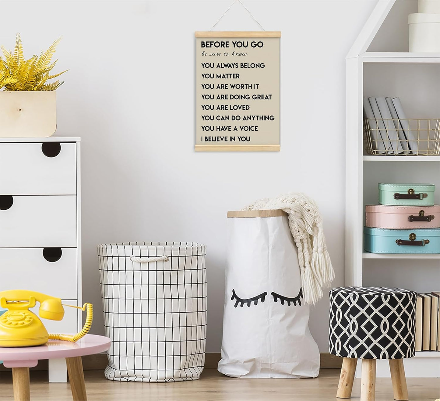 Mental Health Positive Affirmations Inspirational Wall Art Decor, Therapist Calming Teacher Nurse Wall Art for Office, Door Decor for Office Classroom Kids Teen Room Playroom, Wood Posters 12x16 In