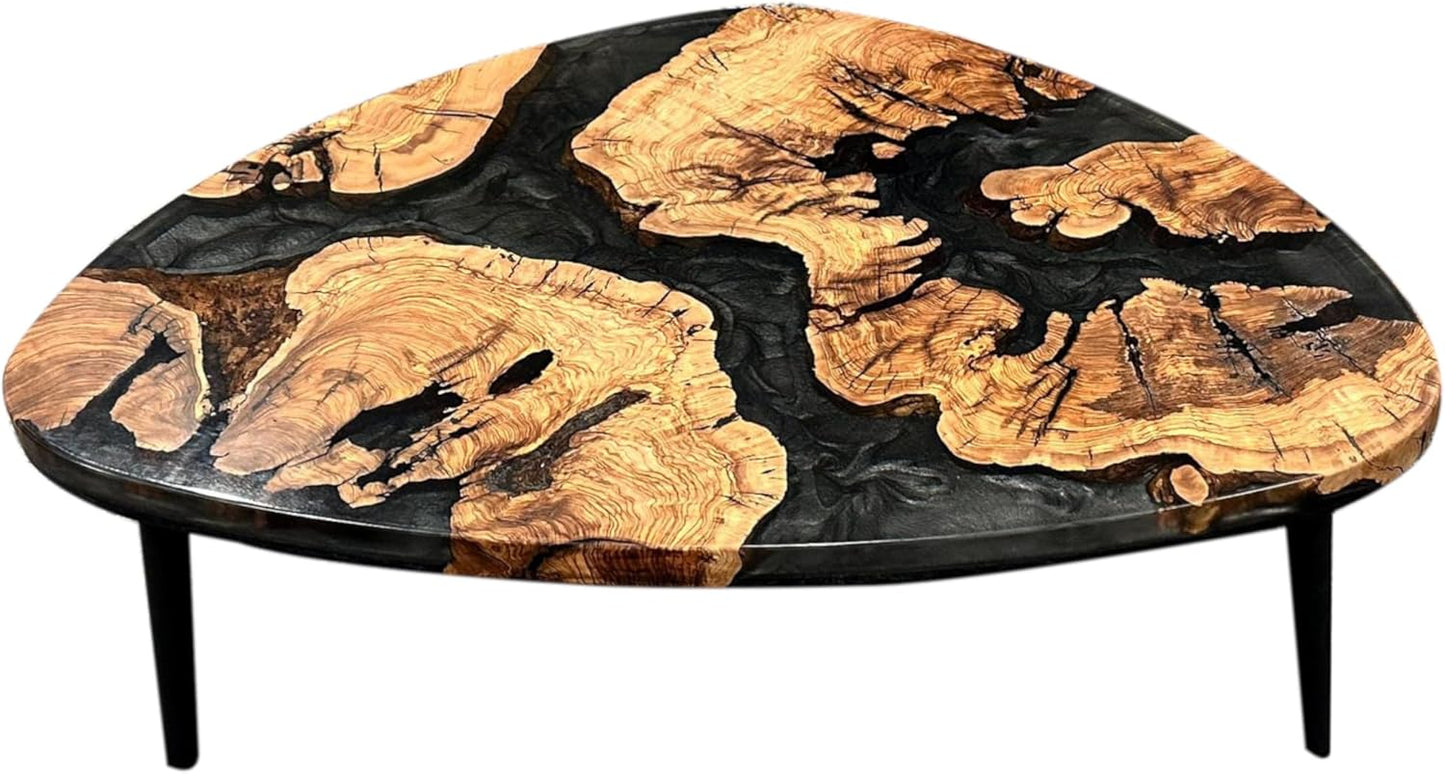 Handmade Resin Olive Wood Coffee Tables for Living Room, Natural Wood Coffee Table Decor, Epoxy Table, Modern Rustic Coffee Table Epoxy Resin, Center Table for Living Room, 32 * 20 inch